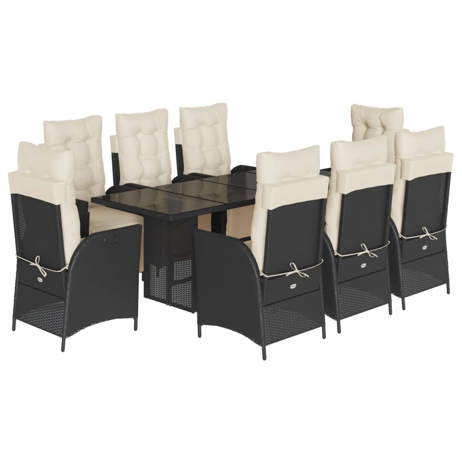 vidaXL 9-Tlg Garten-Essgruppe mit Kissen Schwarz Poly Rattan 3213351 günstig online kaufen