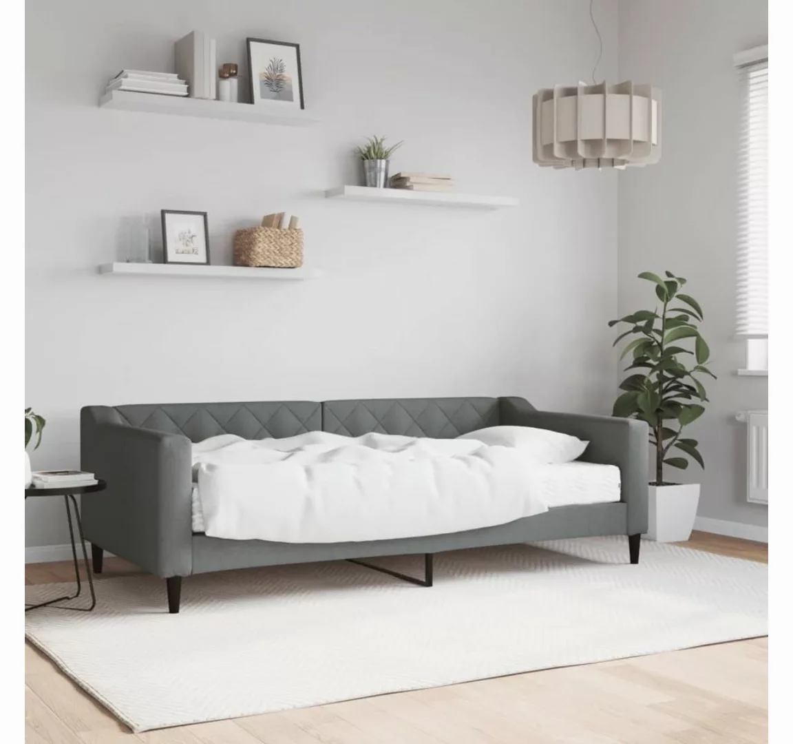 vidaXL Gästebett Gästebett Tagesbett mit Matratze Dunkelgrau 90x190 cm Stof günstig online kaufen