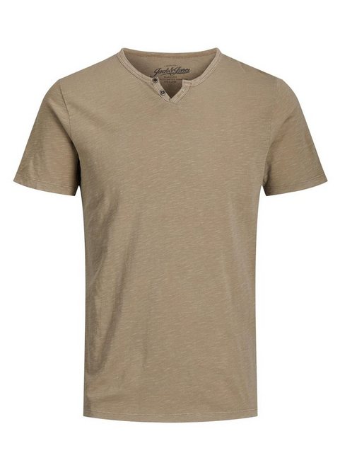 Jack & Jones T-Shirt Basic T-Shirt V-Neck Kurzarm mit Knöpfen JJESPLIT 5545 günstig online kaufen