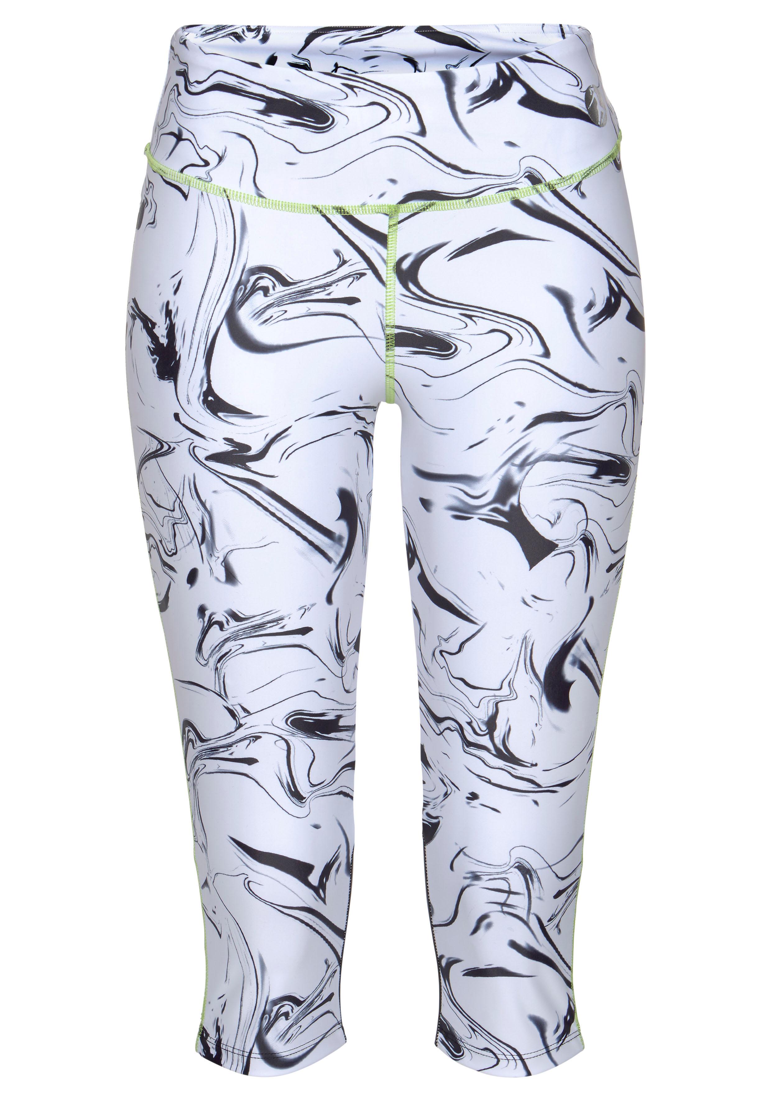 LASCANA ACTIVE Caprileggings "White Marble", Sporthose mit Mesheinsätzen günstig online kaufen