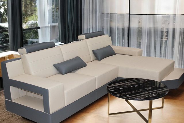 JVmoebel Ecksofa Sofa L-Form Ledersofa Couch Wohnlandschaft Design Sofas So günstig online kaufen