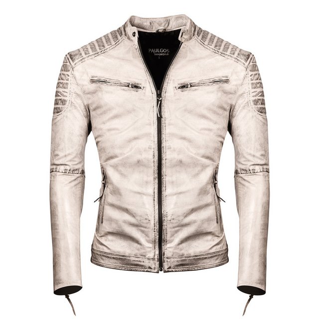 PAULGOS Lederjacke Herren Jacke Übergangsjacke Biker Look 100% Echtleder D2 günstig online kaufen