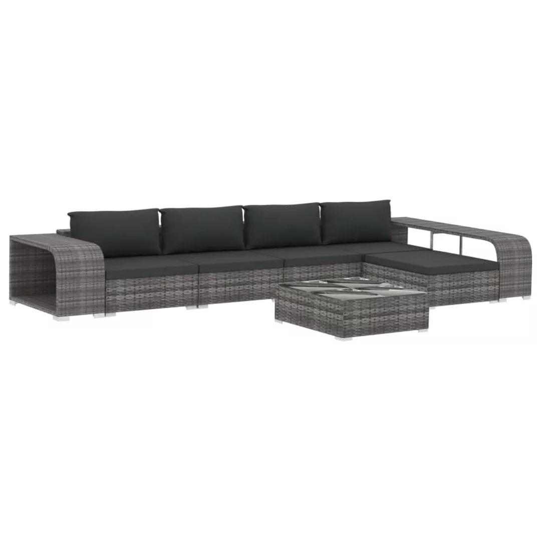 8-tlg. Garten-lounge-set Mit Auflagen Poly Rattan Grau günstig online kaufen