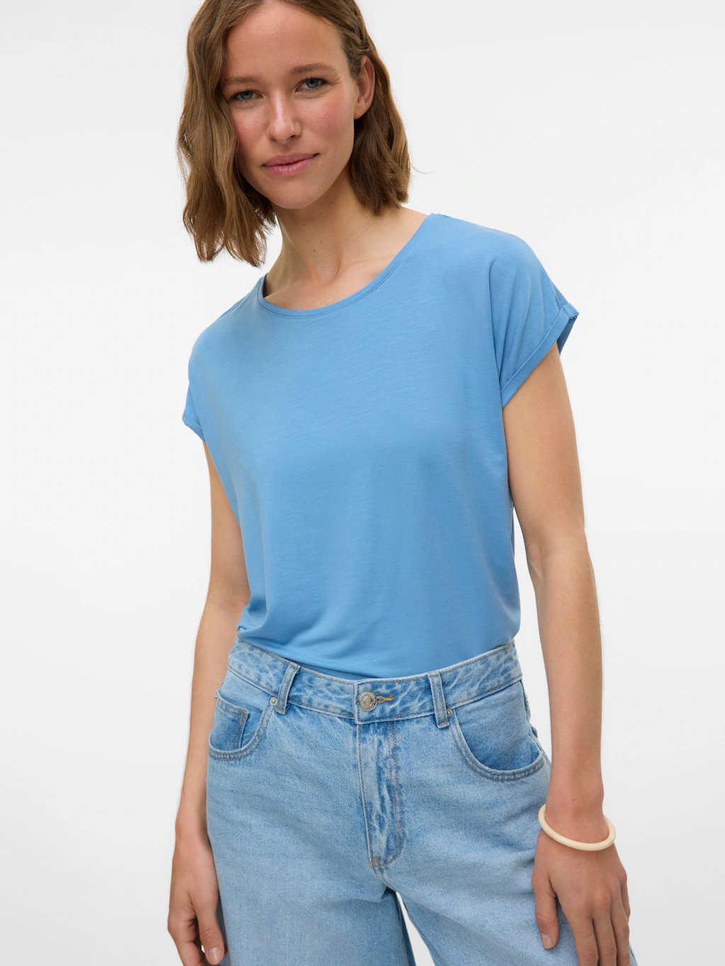 Vero Moda Rundhalsshirt "VMAVA PLAIN SS TOP GAJRS NOOS" günstig online kaufen