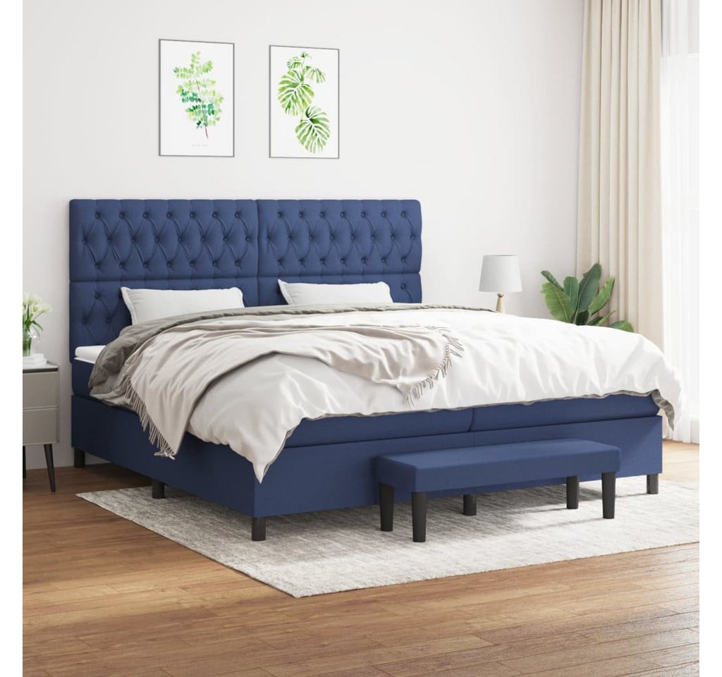 vidaXL Boxspringbett Boxspringbett mit Matratze Blau 200x200 cm Stoff Bett günstig online kaufen