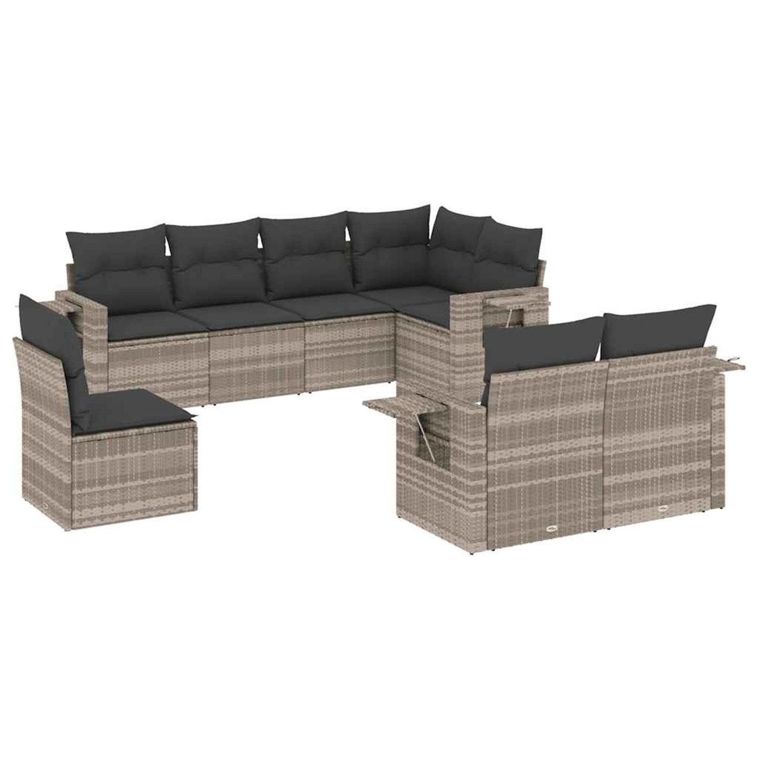 vidaXL 8-Tlg Garten-Sofagarnitur mit Kissen Hellgrau Poly Rattan 3220441 günstig online kaufen