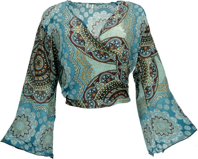 Guru-Shop Longbluse Kurztop, Boho Blusentop, Wickeltop, Wickelbluse.. alter günstig online kaufen