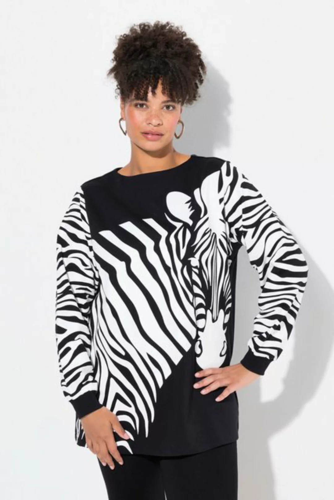 MIAMODA Sweatshirt Sweatshirt A-Linie Zebra-Muster weiter Langarm günstig online kaufen