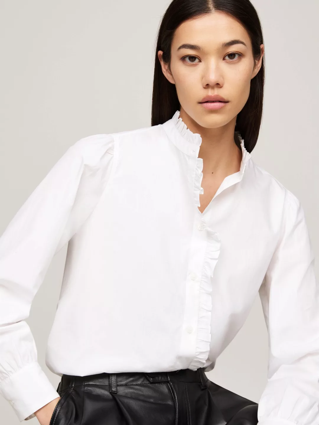 Tommy Hilfiger Shirtbluse "COTTON FRILL RELAXED SHIRT", mit Rüschen günstig online kaufen