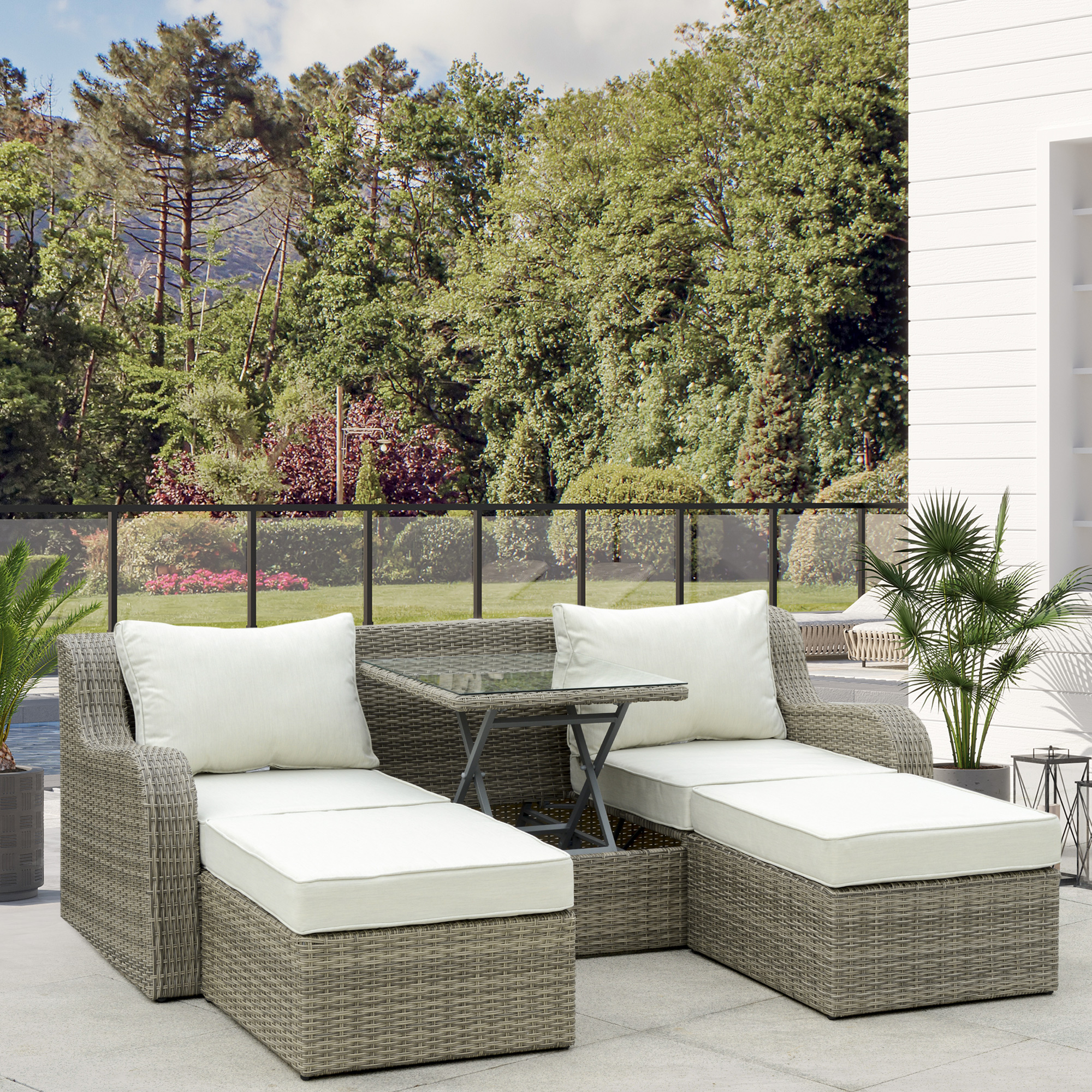 Outsunny 3-tlg. Polyrattan Gartenmöbel Set, Loungeset mit Beistelltisch und günstig online kaufen