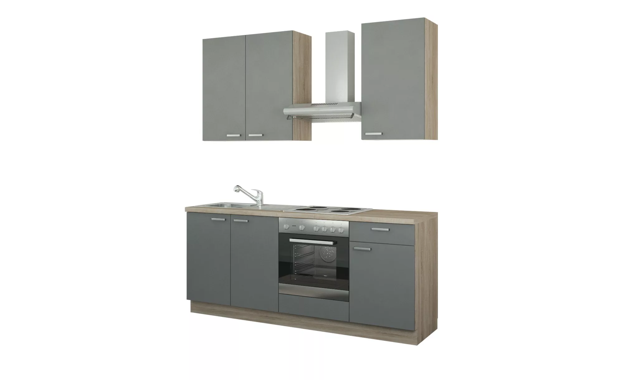 Küchenzeile mit Elektrogeräten - grau - 200 cm - Küchen > Küchenblöcke mit günstig online kaufen
