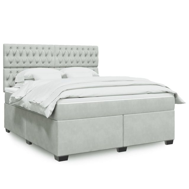 vidaXL Boxspringbett mit Matratze Hellgrau 180x200 cm Samt2099674 günstig online kaufen