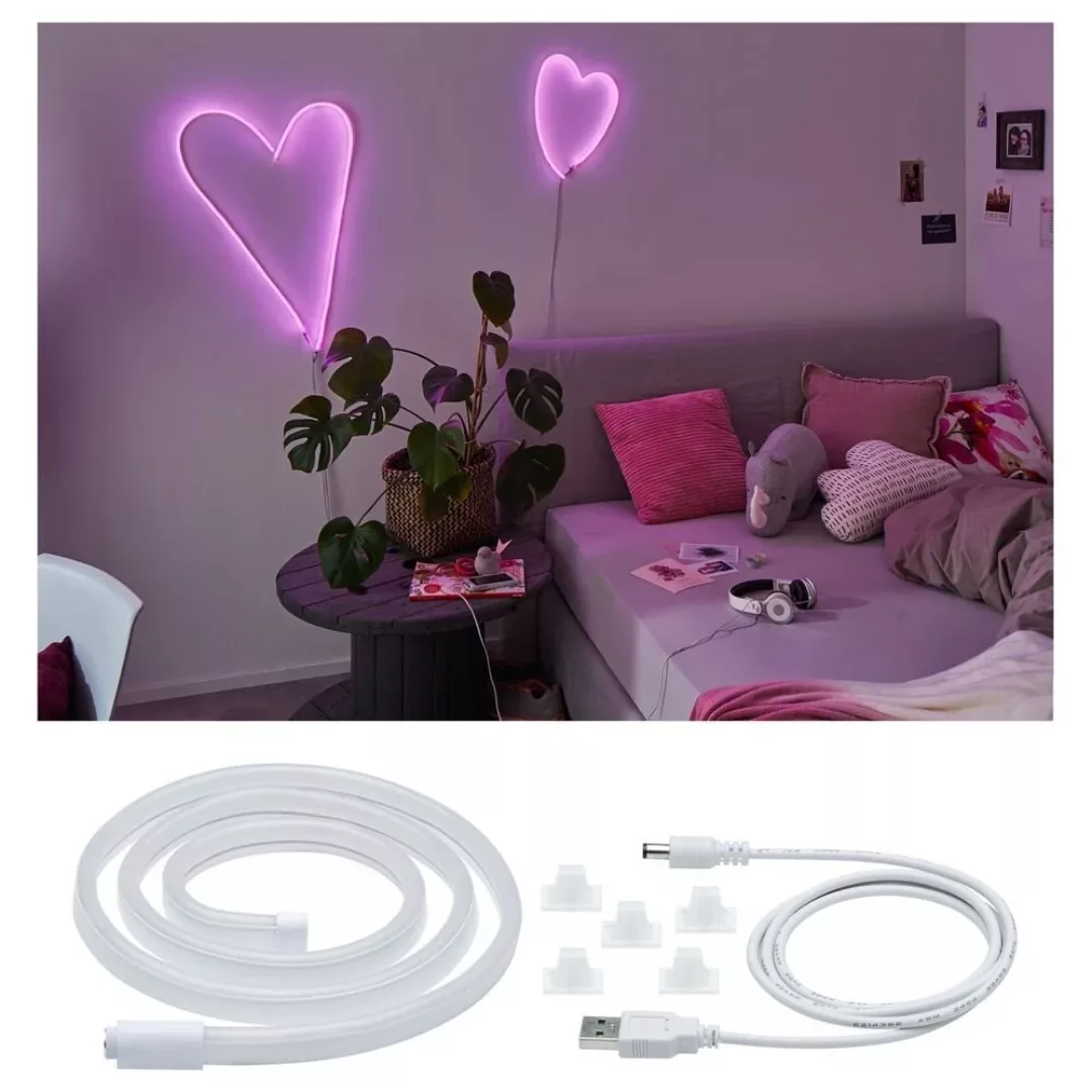 Paulmann LED-Strip Neon Colorflex USB 1m pink günstig online kaufen