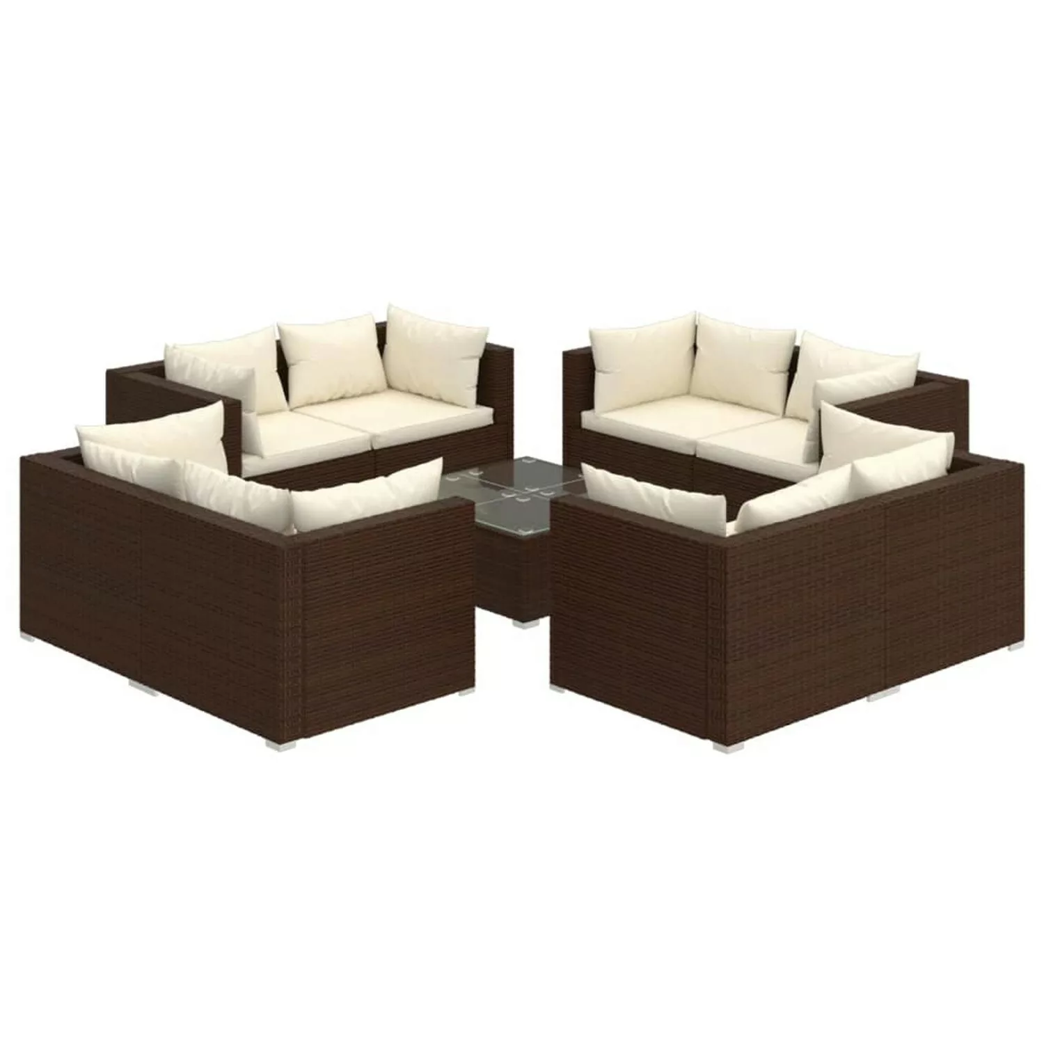 Vidaxl 9-tlg. Garten-lounge-set Mit Kissen Poly Rattan Braun günstig online kaufen