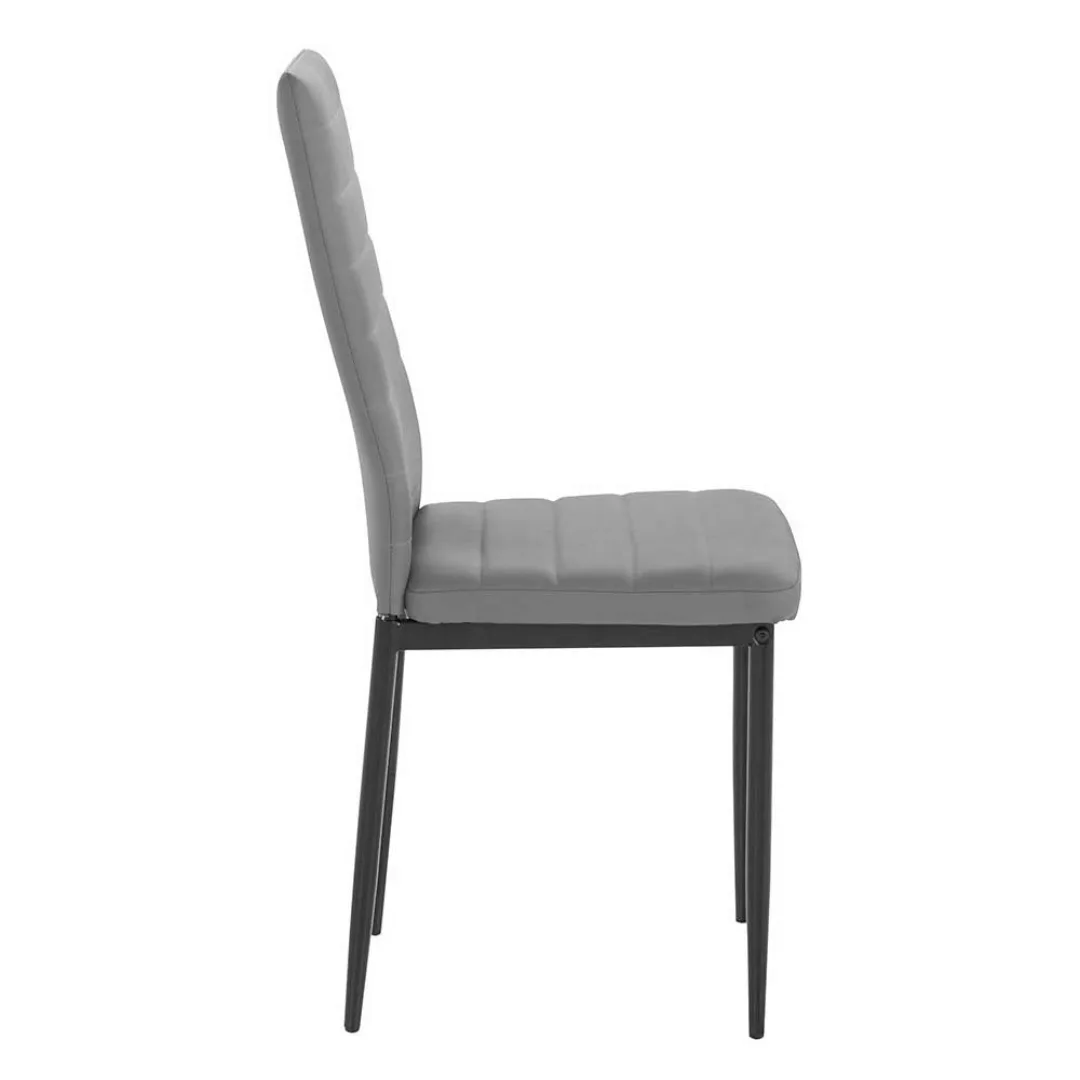 Esstisch Stühle in Grau Kunstleder Metallgestell (4er Set) günstig online kaufen