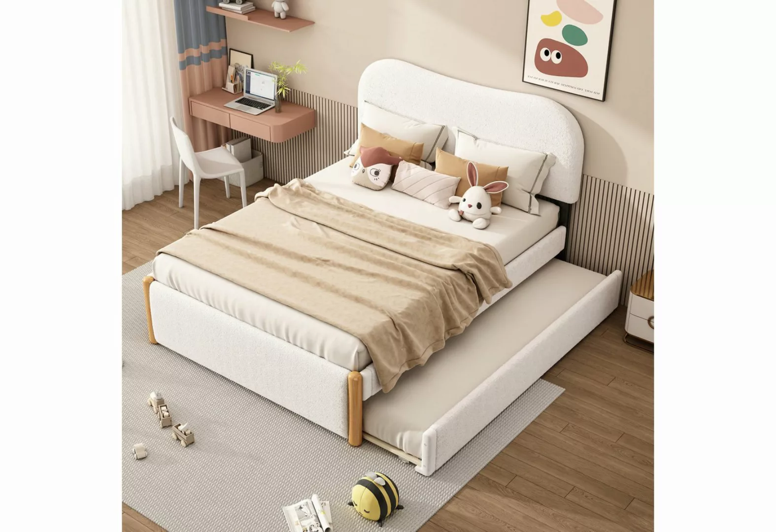 HAUSS SPLOE Kinderbett 140x200cm mit ausziehbares Rollbett, minimalistische günstig online kaufen