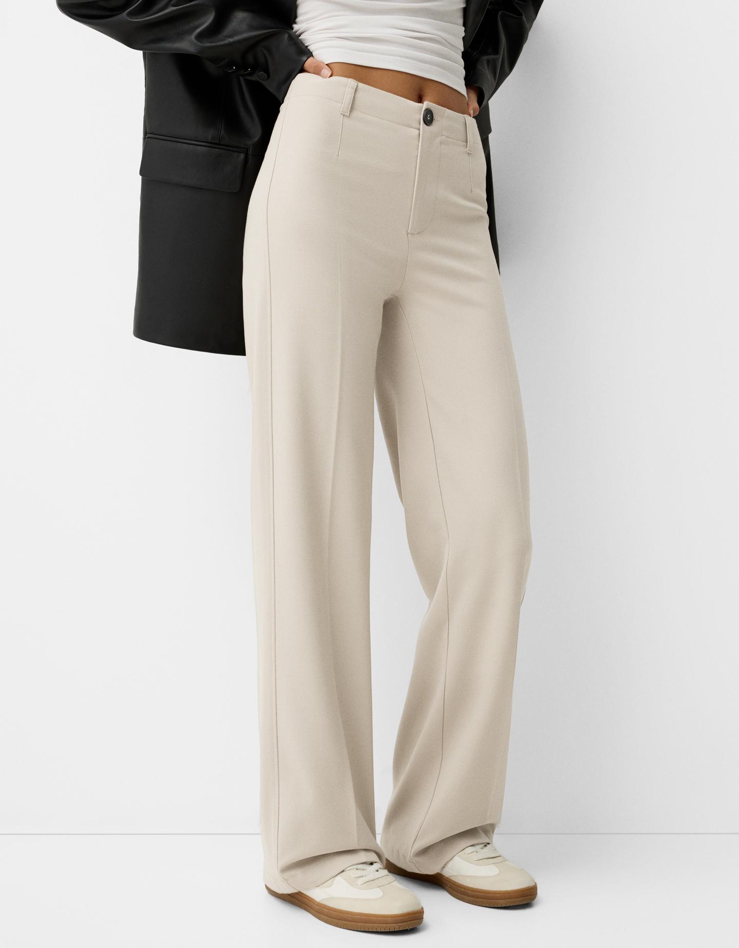 Bershka Wide Leg Tailoring-Hose Damen 36 Grau günstig online kaufen