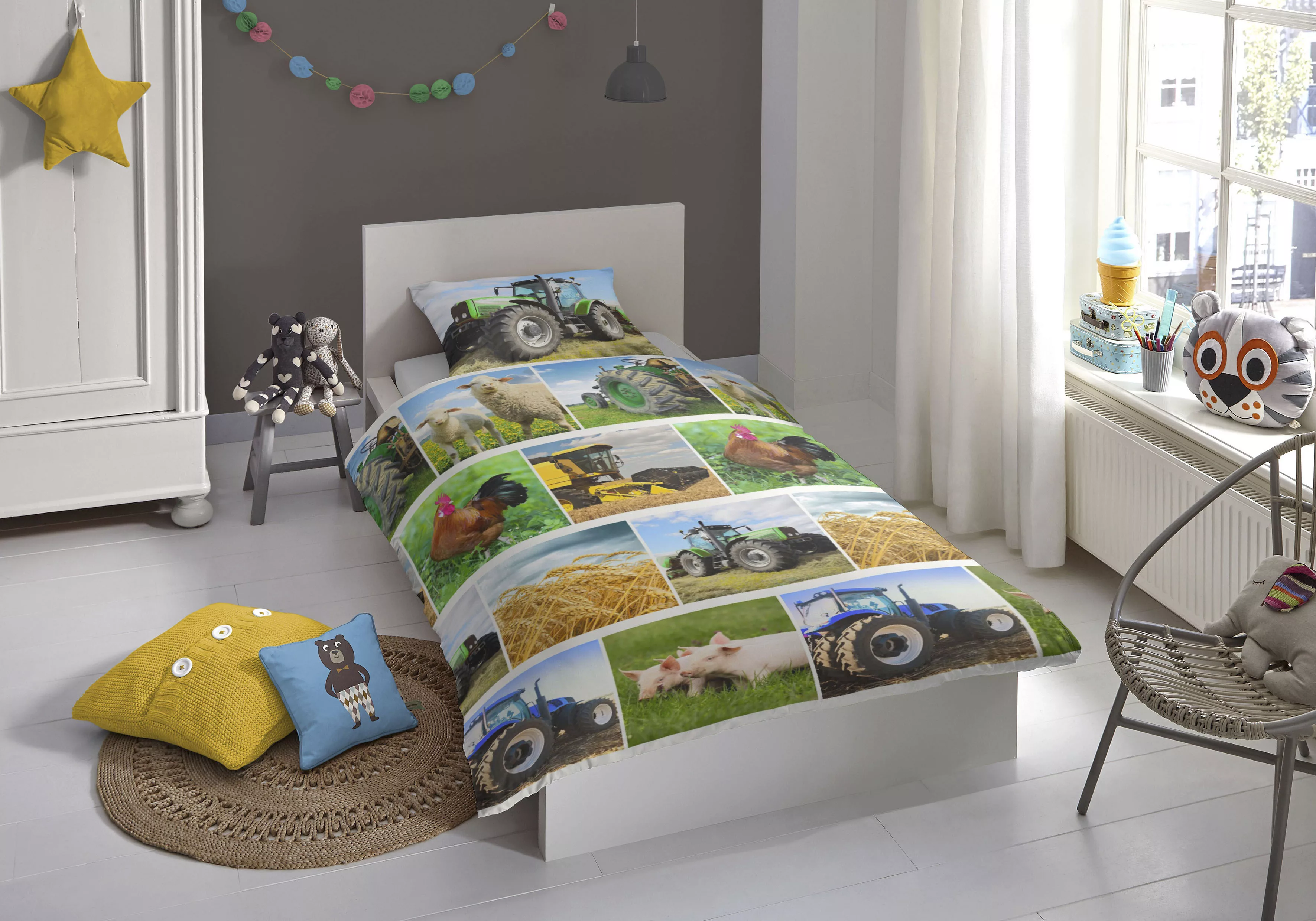 good morning Kinderbettwäsche »Agri«, 100% Baumwolle, 135x200, Reißverschlu günstig online kaufen