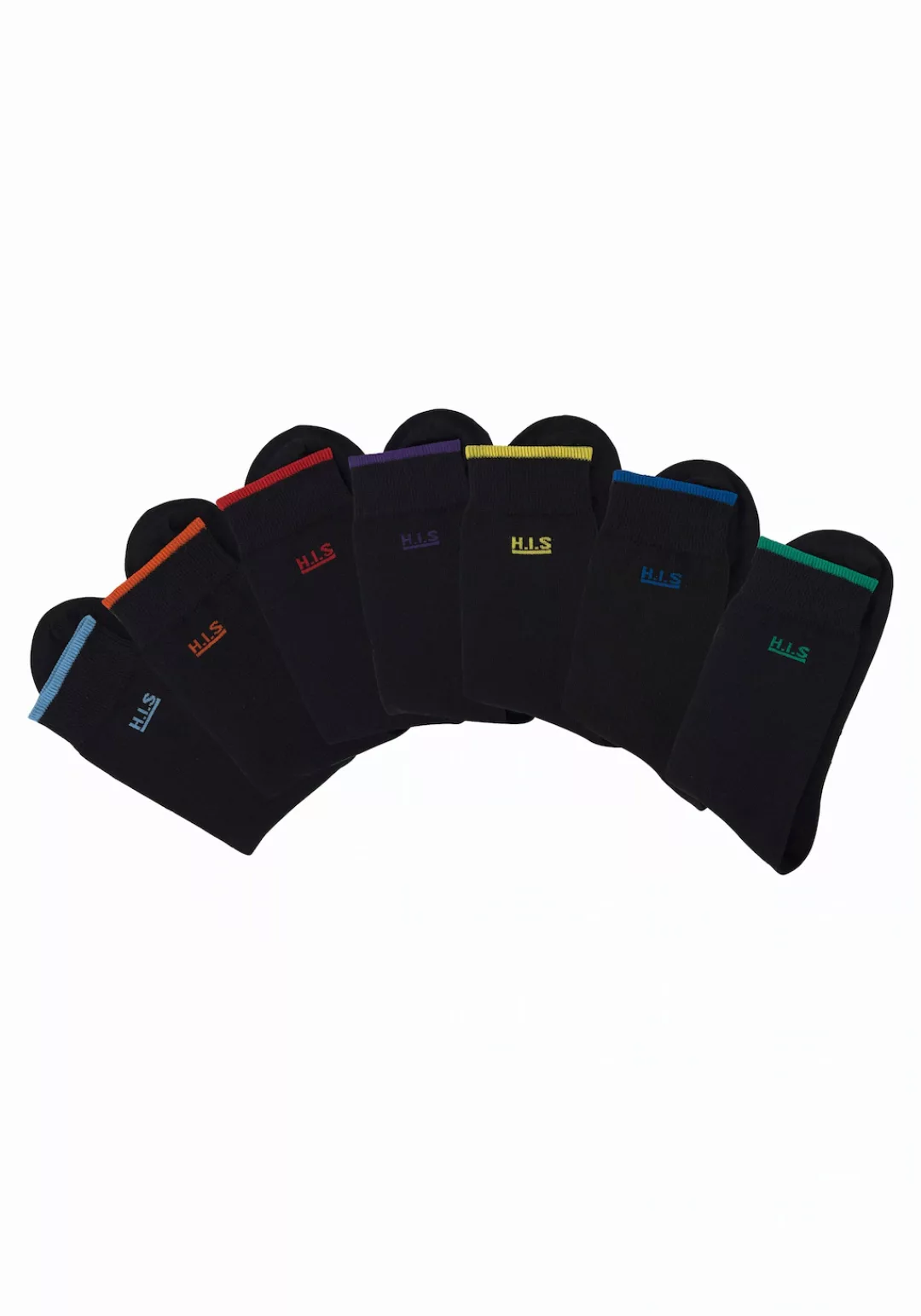 H.I.S Socken, (Packung, 7 Paar), mit farbigen Bündchen günstig online kaufen