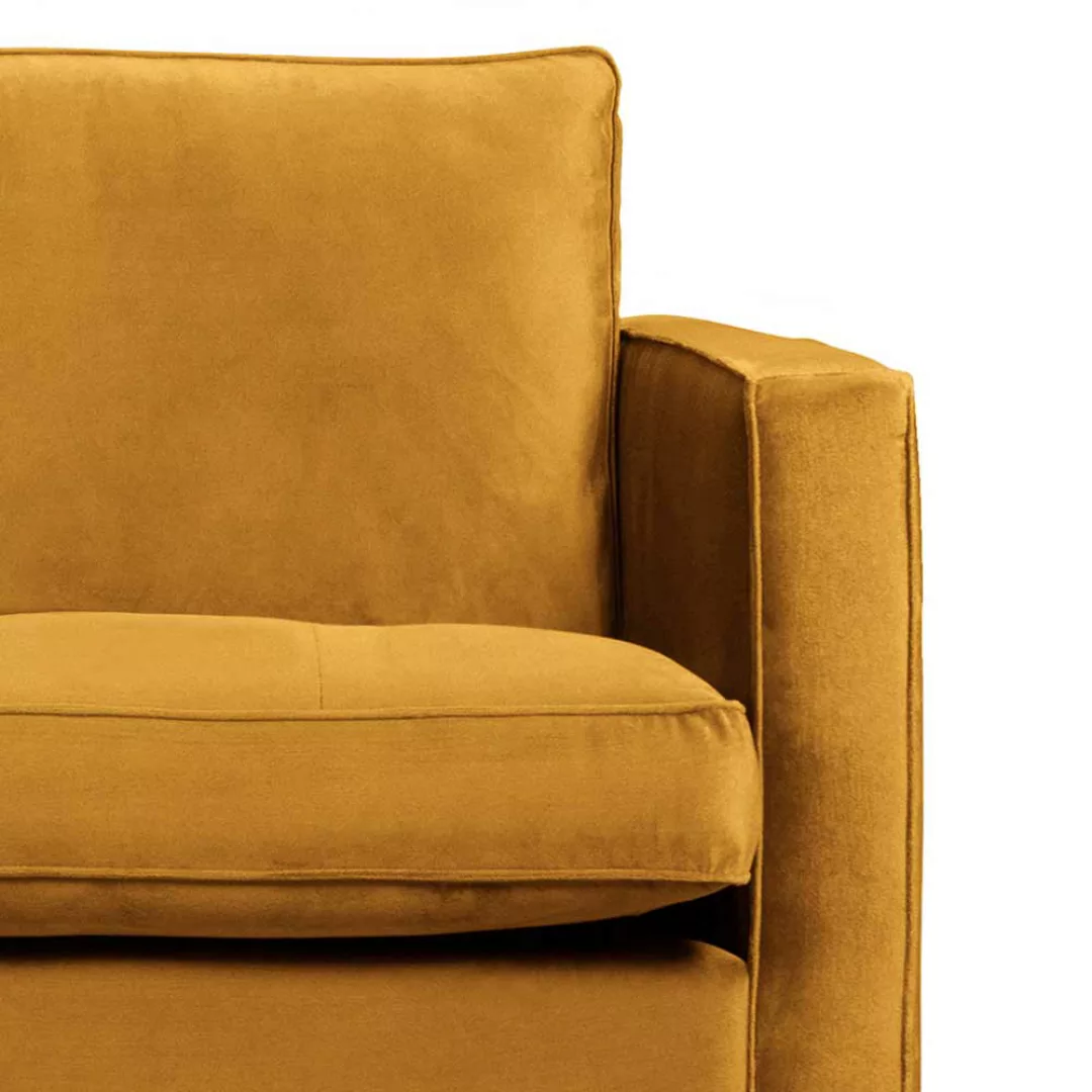 Sofa in Ocker Samt Retro Design günstig online kaufen