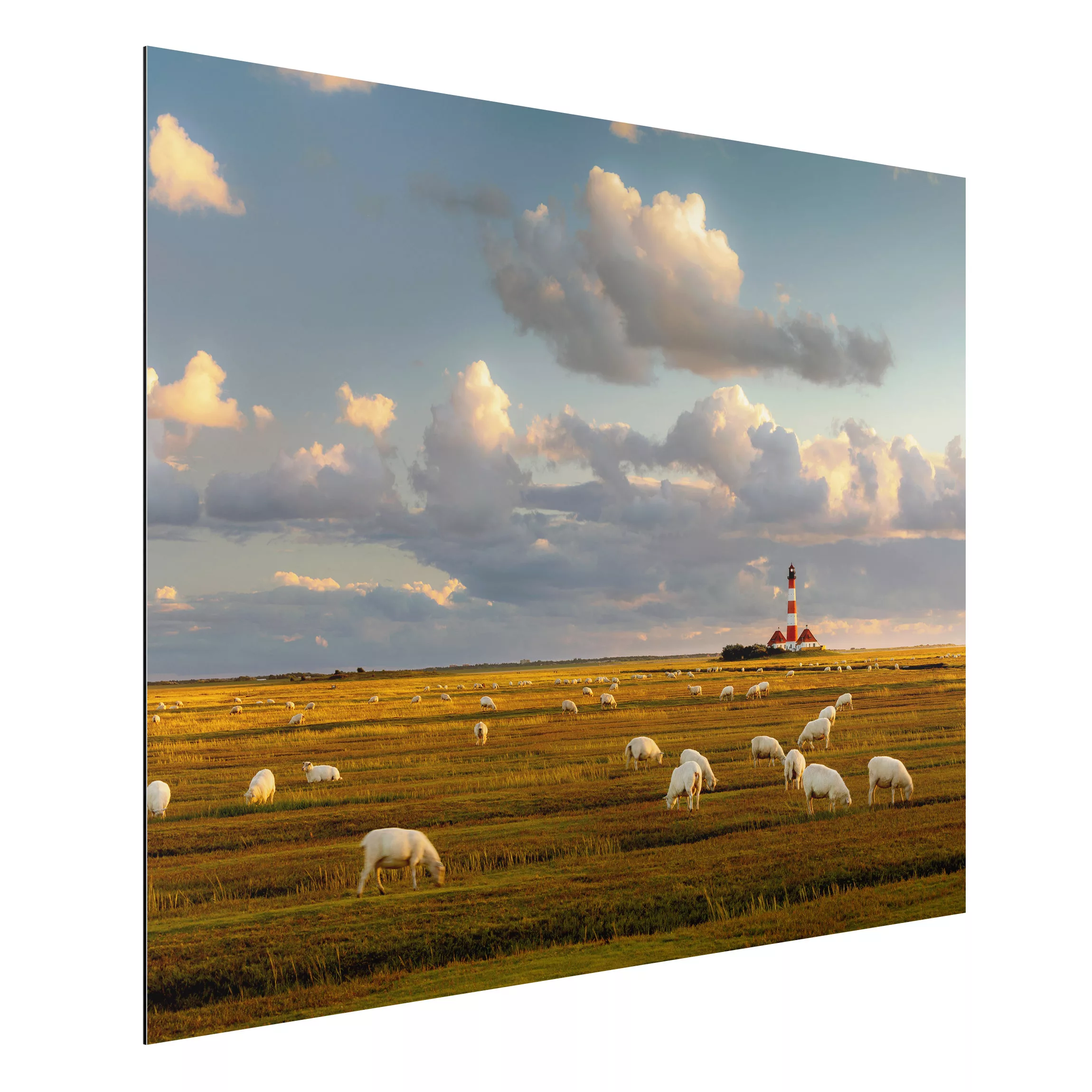 Alu-Dibond Bild Natur & Landschaft - Querformat 4:3 Nordsee Leuchtturm mit günstig online kaufen