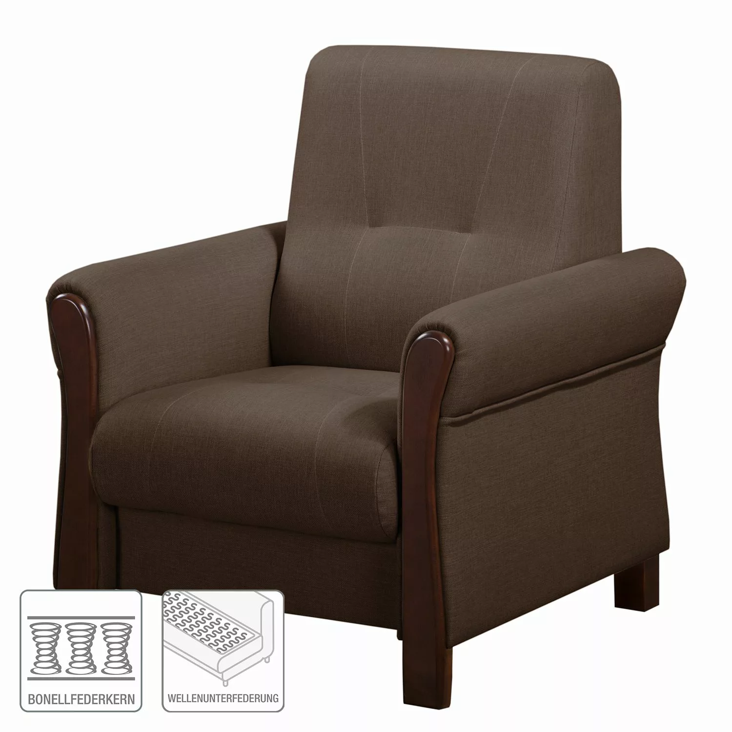 home24 Modoform Sessel Outwell Braun Strukturstoff 80x100x85 cm (BxHxT) günstig online kaufen