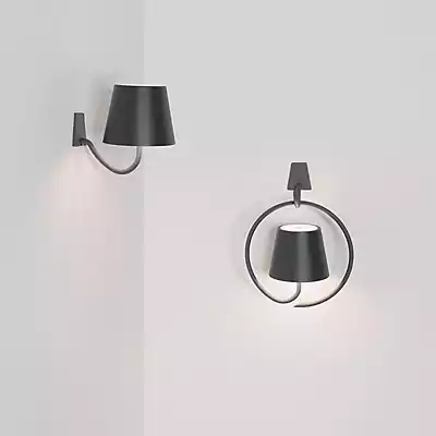 LED Akku Wandleuchte Poldina in Dunkelgrau 2x 1,1W 256lm IP54 inkl. Halteru günstig online kaufen