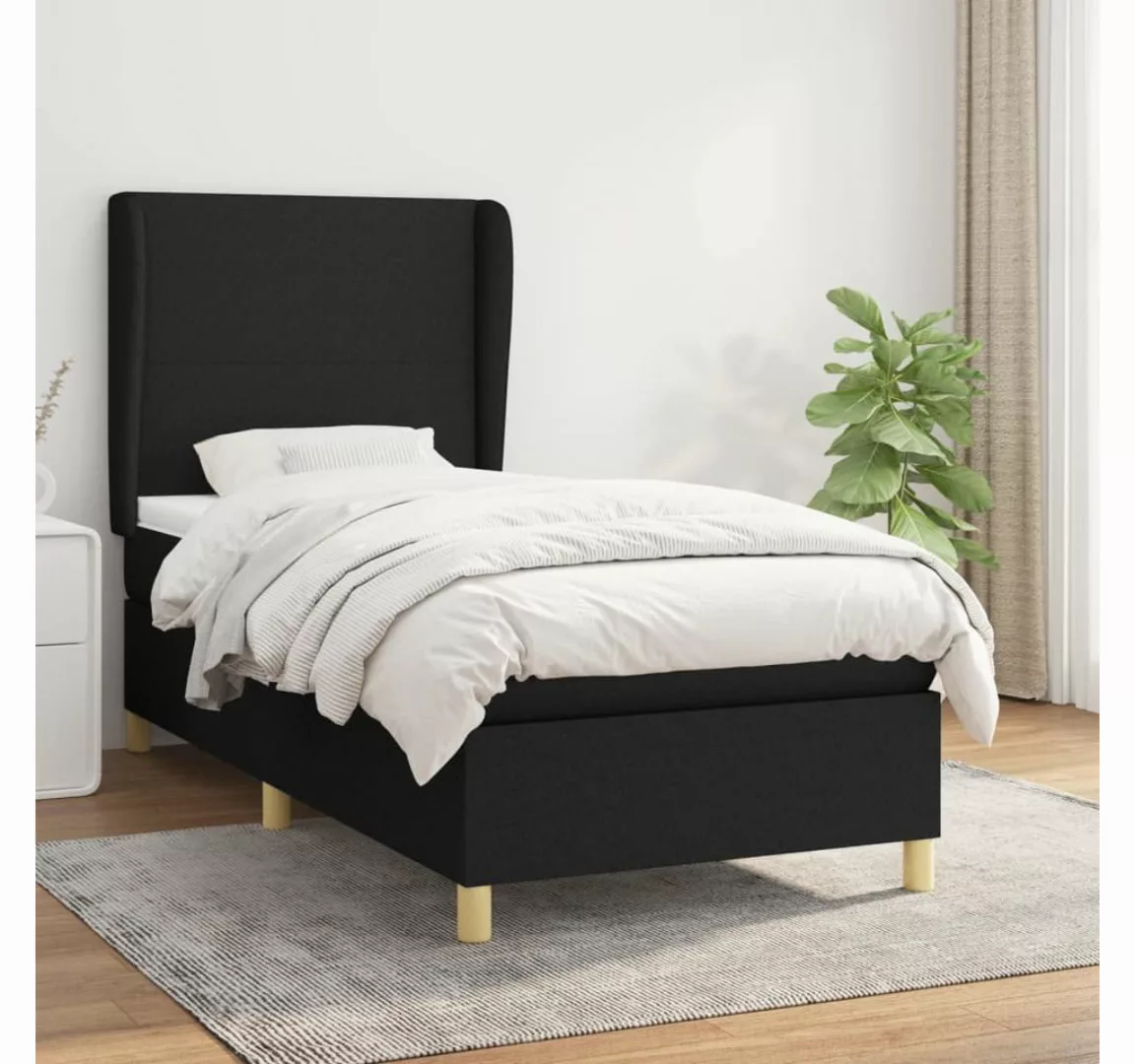 furnicato Bett Boxspringbett mit Matratze Schwarz 90x190 cm Stoff günstig online kaufen