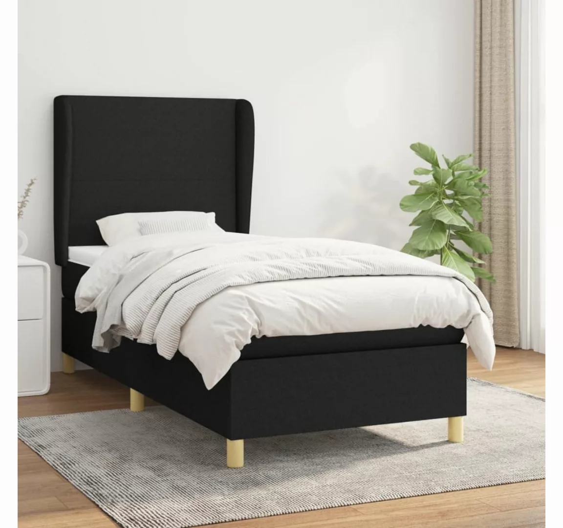 furnicato Bett Boxspringbett mit Matratze Schwarz 90x200 cm Stoff günstig online kaufen