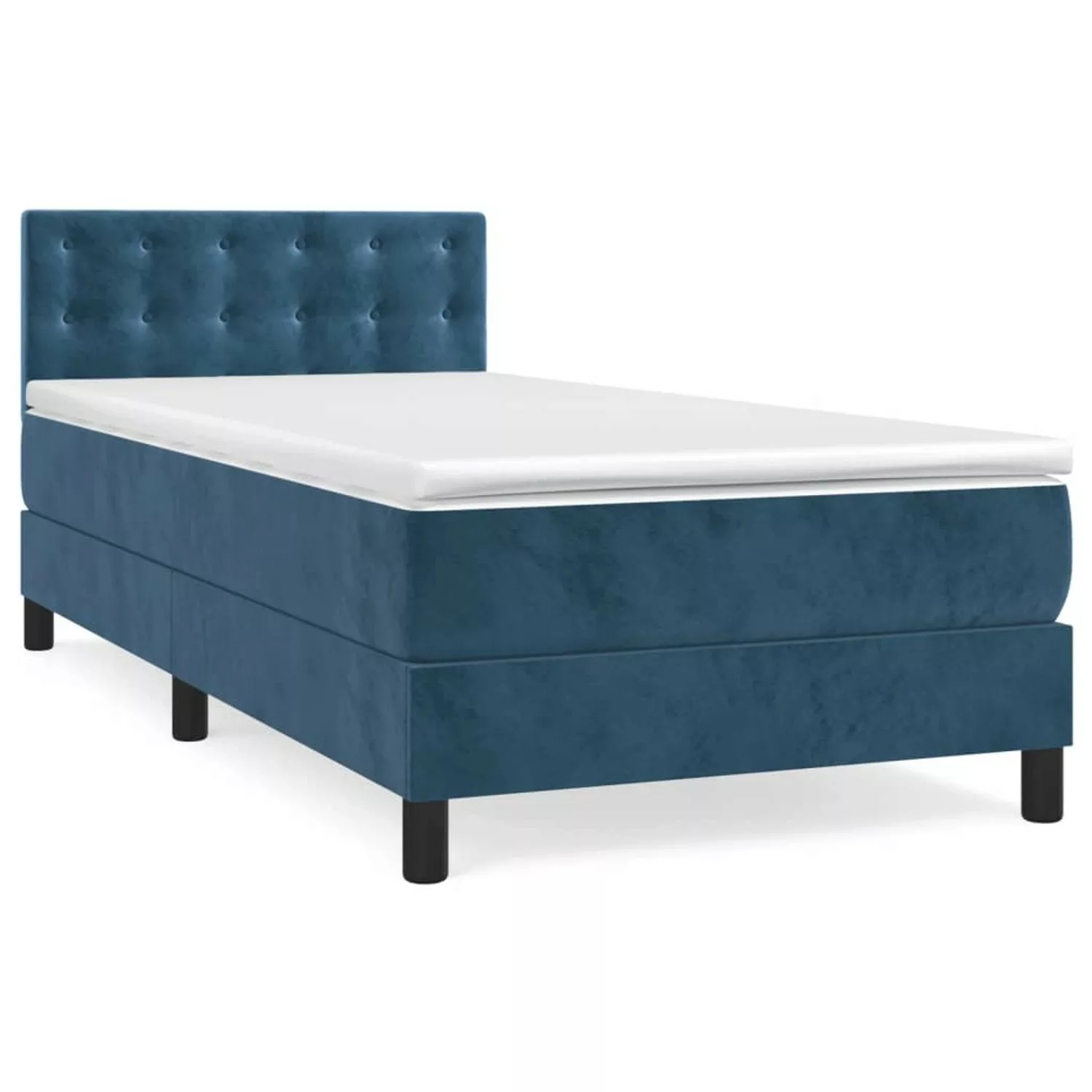 vidaXL Boxspringbett mit Matratze Dunkelblau 90x200 cm Samt1348942 günstig online kaufen