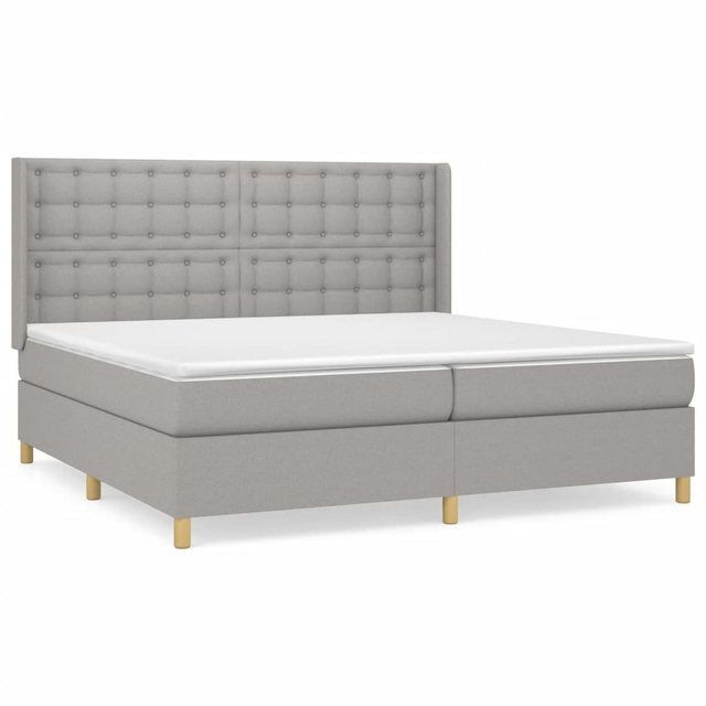 vidaXL Boxspringbett Boxspringbett mit Matratze Hellgrau 200x200 cm Stoff B günstig online kaufen