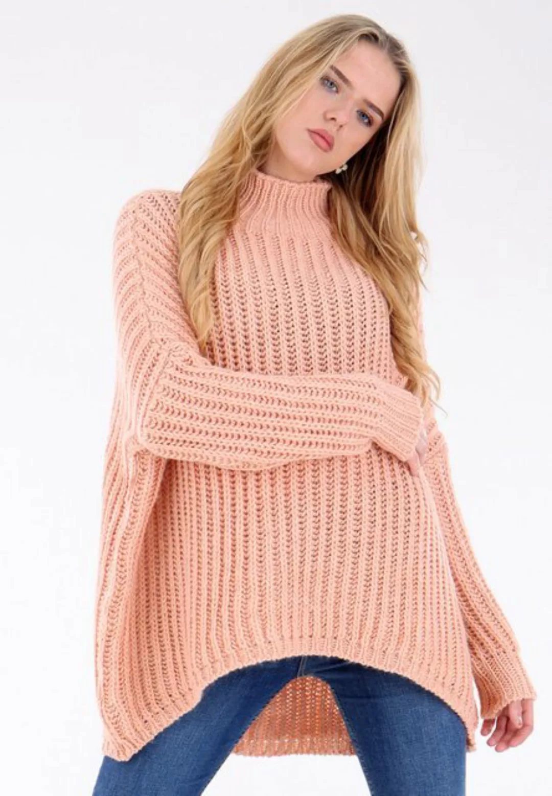 YC Fashion & Style Longpullover Oversized Pullover Grobstrick Vokuhila Swea günstig online kaufen