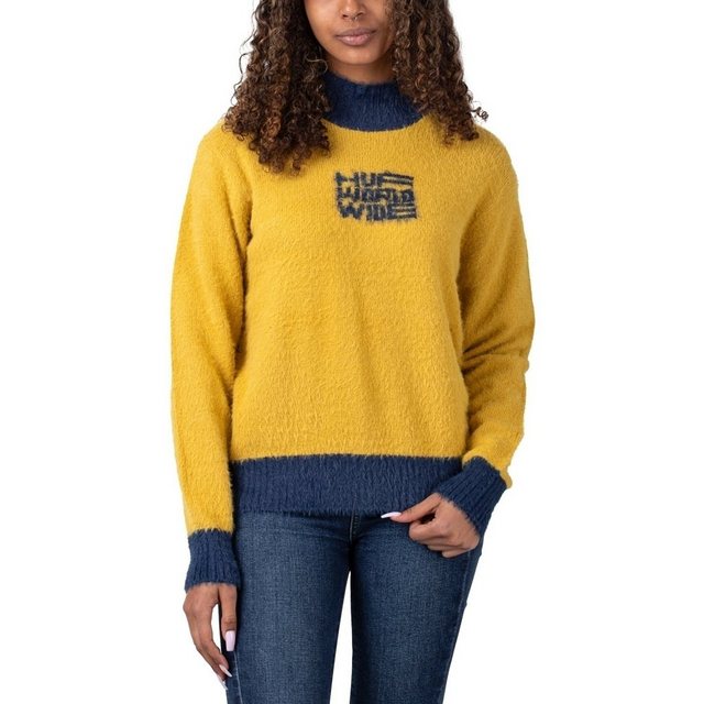 HUF – Oversize-Pullover Intarsien-Gesichtsmotiv-Gelb günstig online kaufen