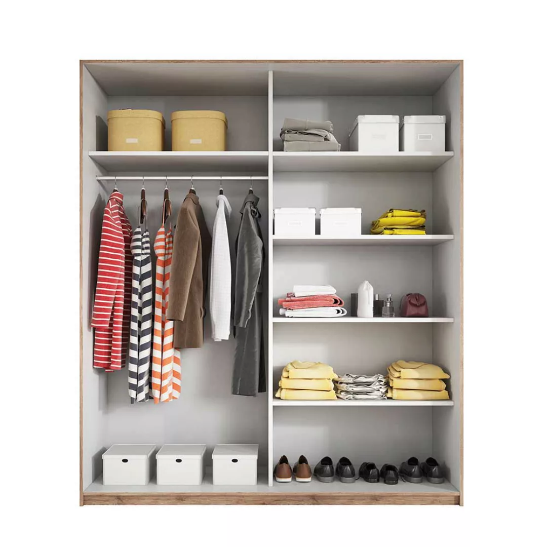 Kleiderschrank Schiebetüren in Eiche San Remo und Weiß 180 cm breit günstig online kaufen