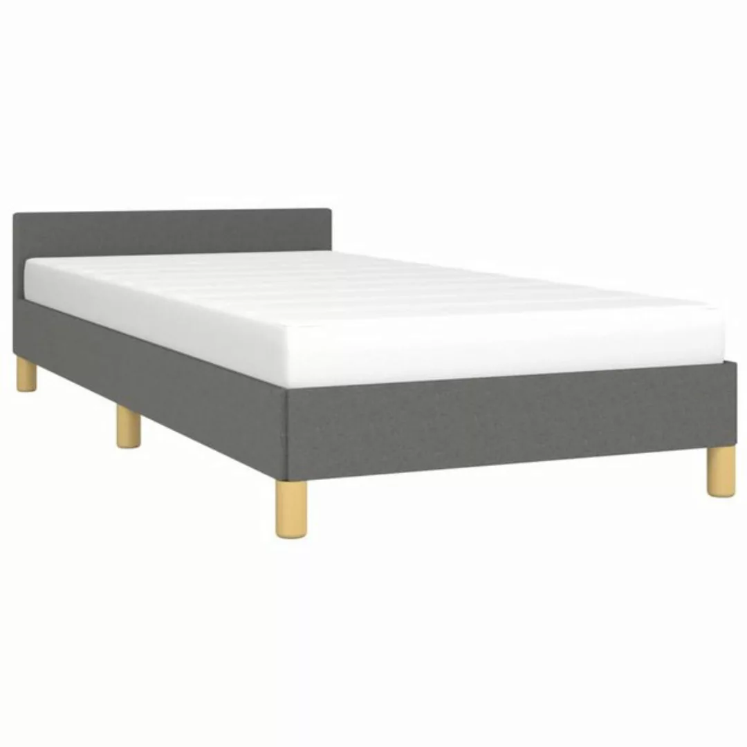 vidaXL Bett Bettgestell mit Kopfteil Dunkelgrau 90x200 cm Stoff günstig online kaufen