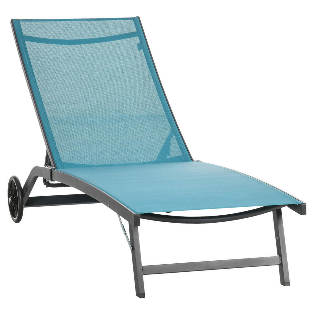 Outsunny Sonnenliege blau Aluminium B/H/L: ca. 165x102x66 cm günstig online kaufen