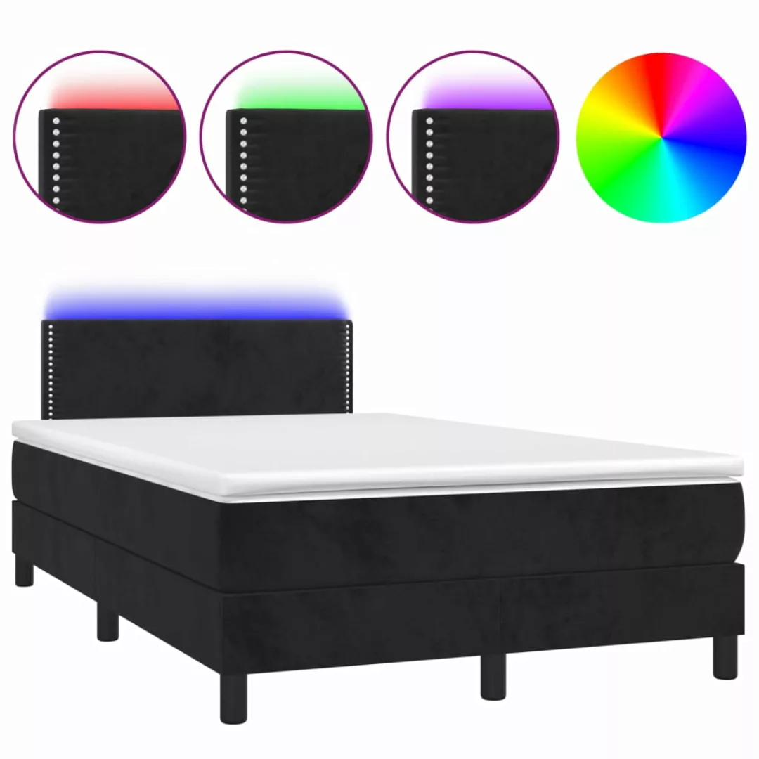 Vidaxl Boxspringbett Mit Matratze & Led Schwarz 120x200 Cm Samt günstig online kaufen