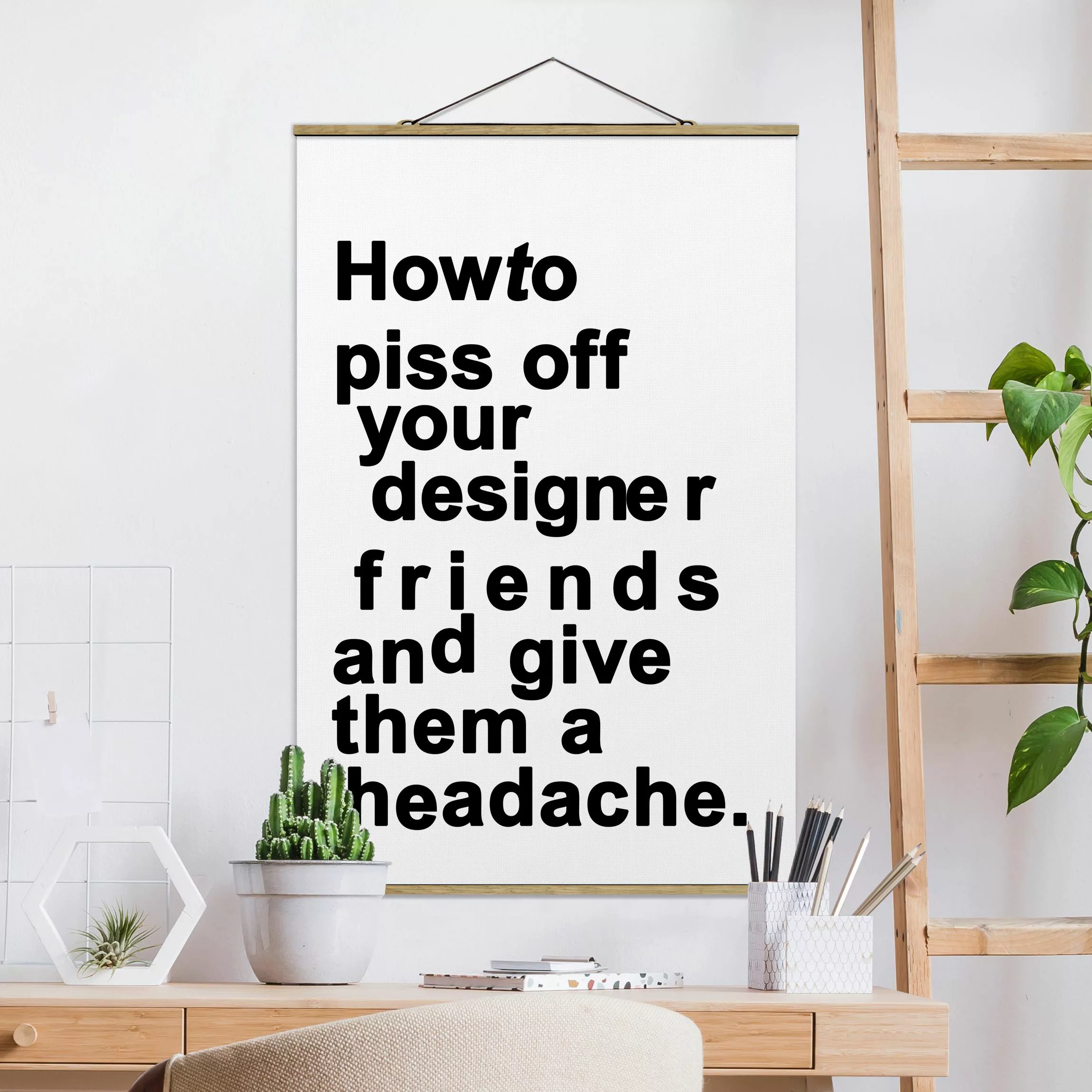 Stoffbild mit Posterleisten Designers Headache günstig online kaufen