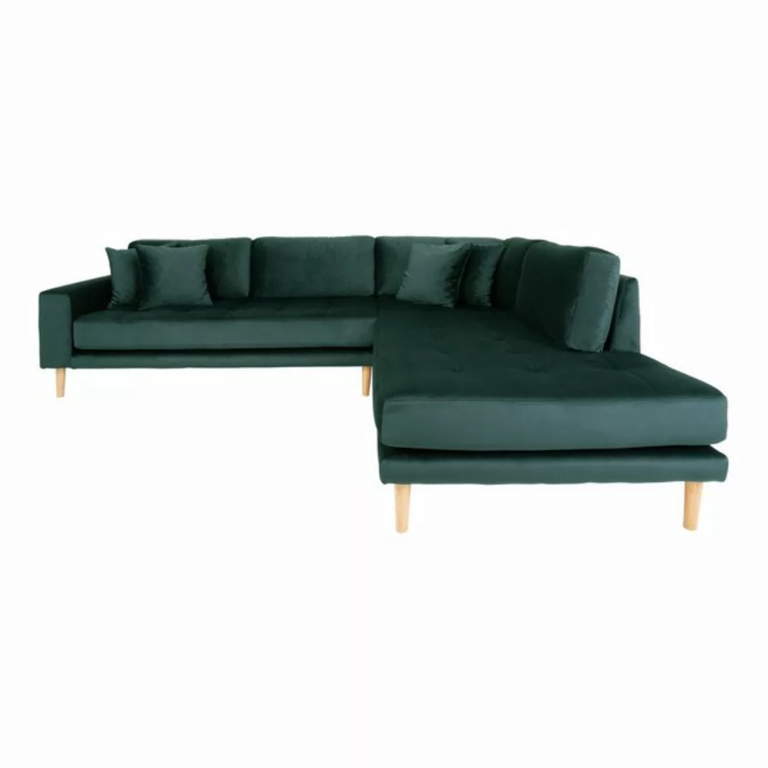 House Nordic Ecksofa in Grün, Velour - 257x76x220cm (BxHxT) günstig online kaufen