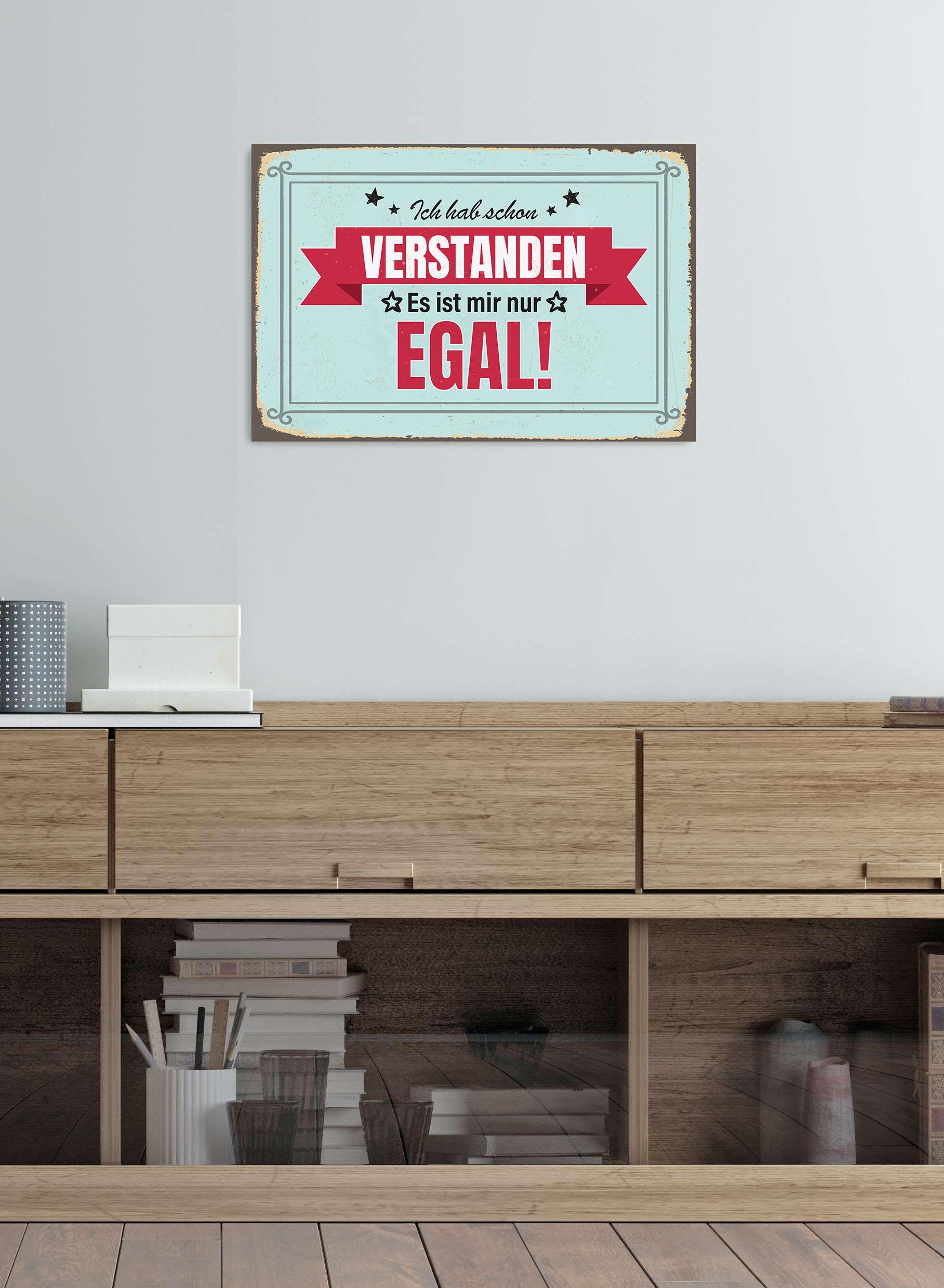 queence Metallbild "Egal", Schriftzüge-Schriftzug, (1 St.), Stahlschilder günstig online kaufen