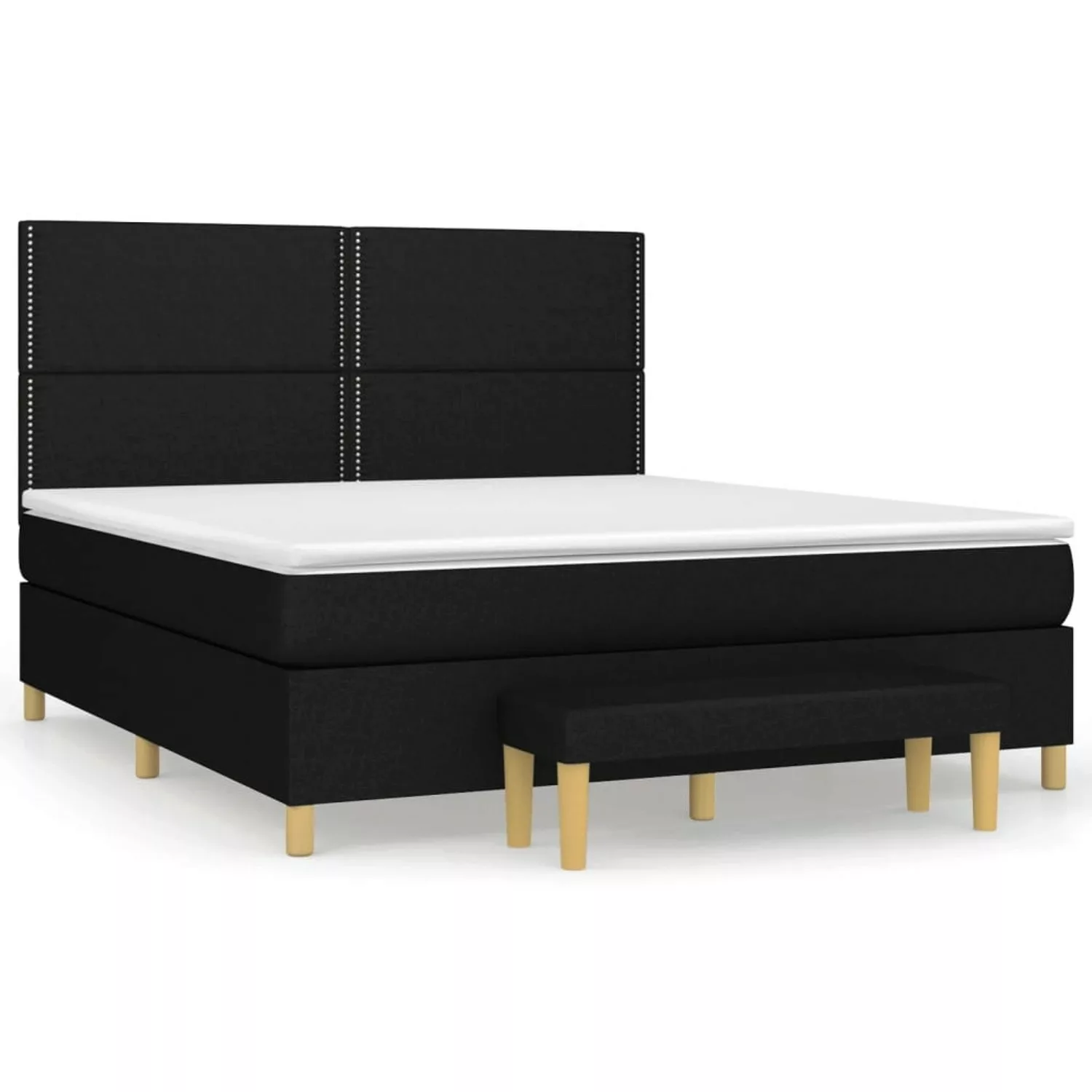 vidaXL Boxspringbett Boxspringbett mit Matratze Schwarz 160x200 cm Stoff Be günstig online kaufen