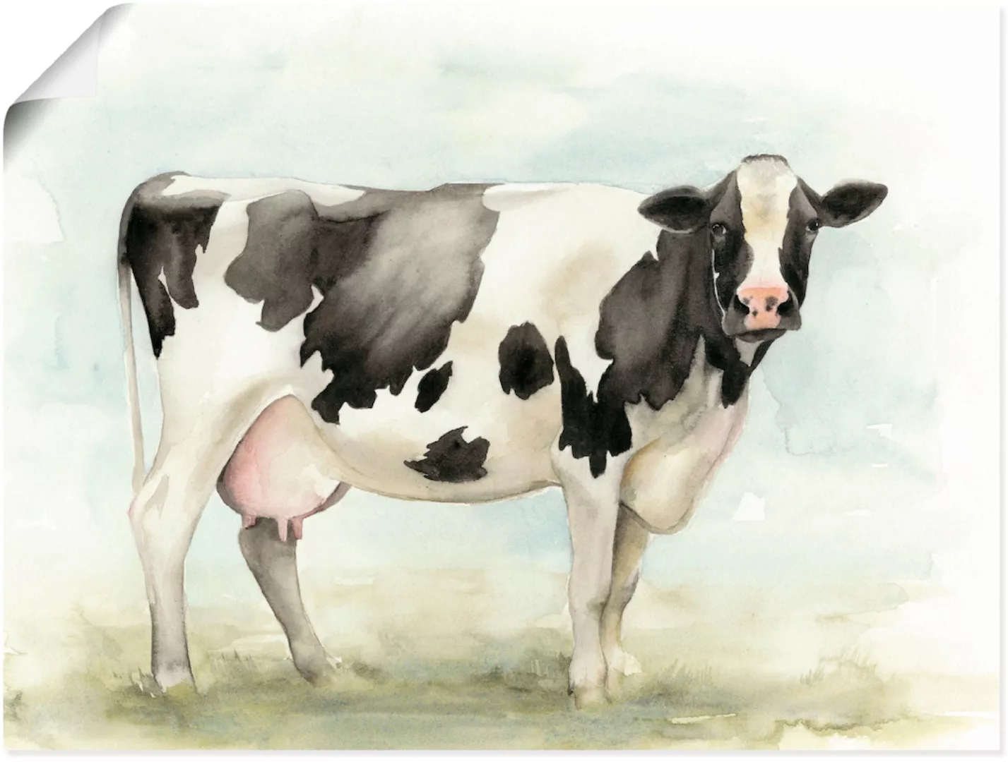 Artland Wandbild "Wasserfarben Kuh I", Haustiere, (1 St.), als Leinwandbild günstig online kaufen