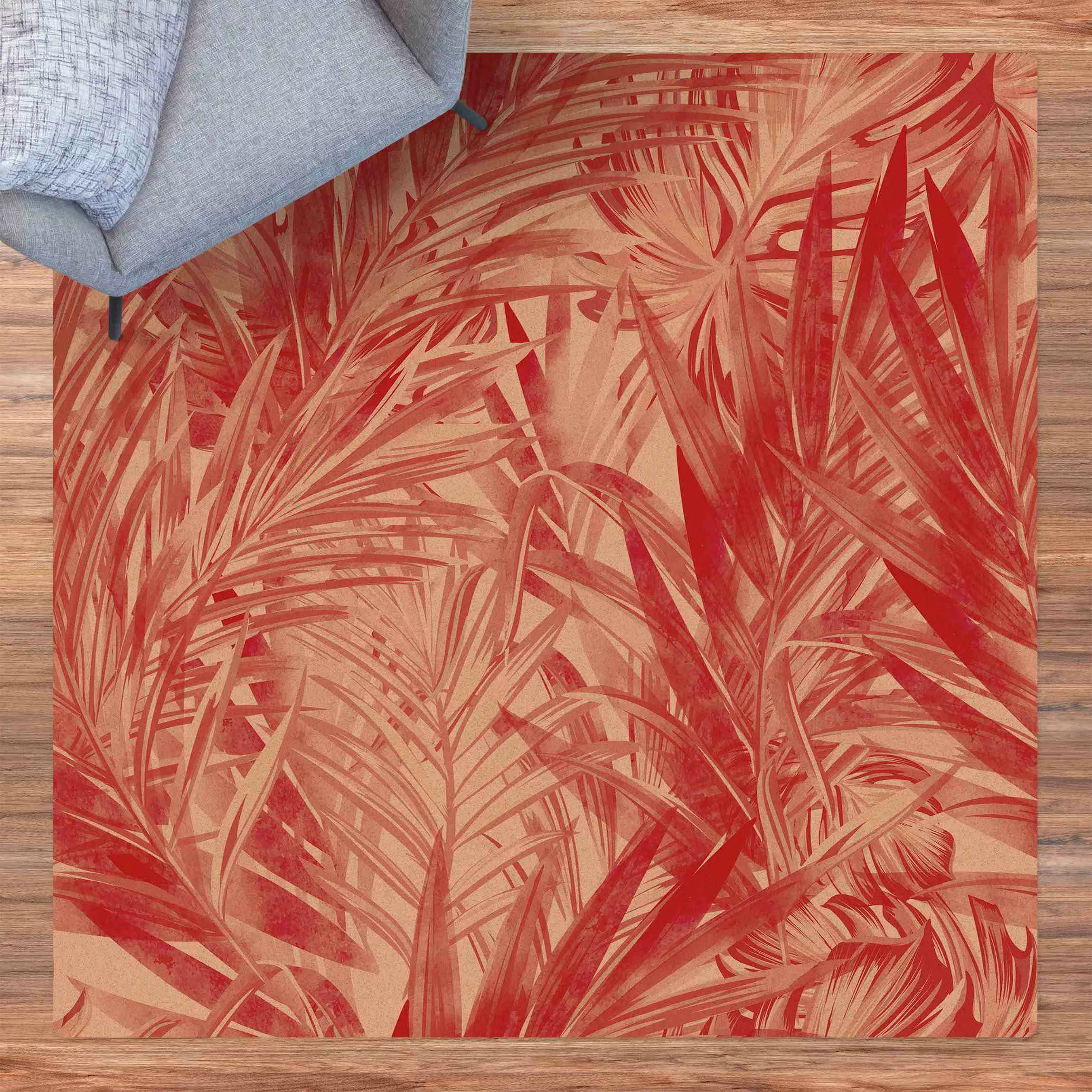 Kork-Teppich Tropisches Unterholz Rot günstig online kaufen