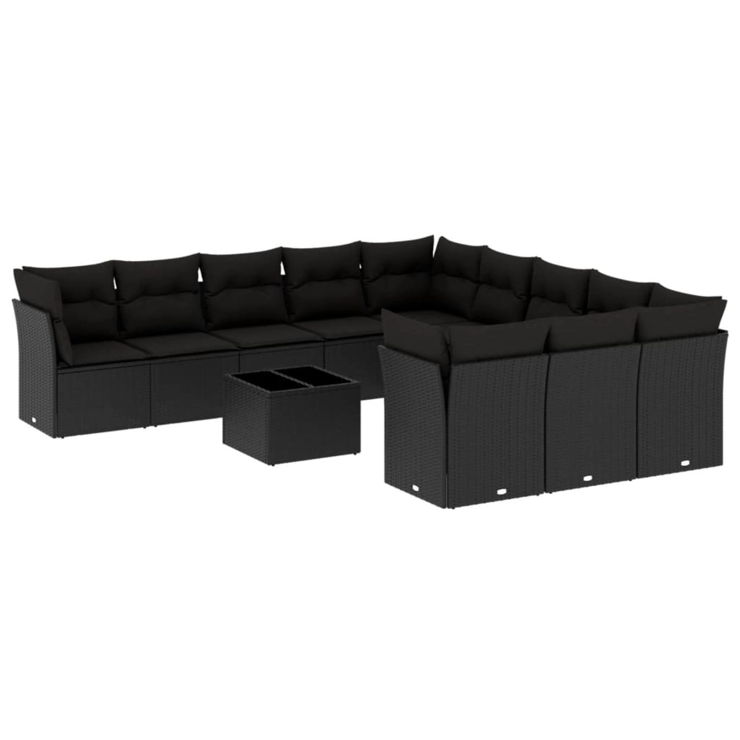 vidaXL 12-Tlg Garten-Sofagarnitur mit Kissen Schwarz Poly Rattan 3250254 günstig online kaufen