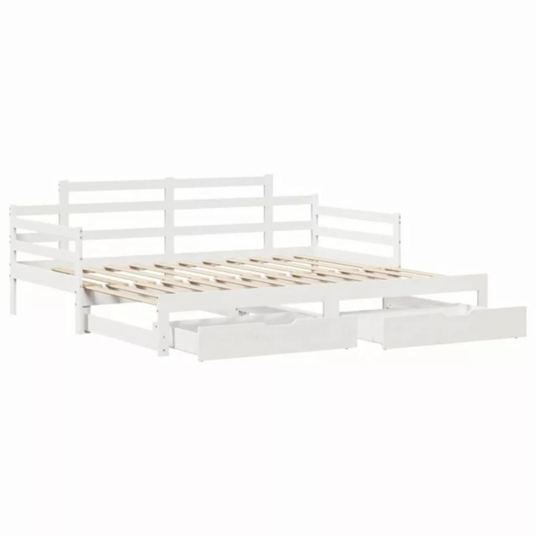 vidaXL Bett, Tagesbett Ausziehbar mit Schubladen ohne Matratze Weiß 90x190c günstig online kaufen