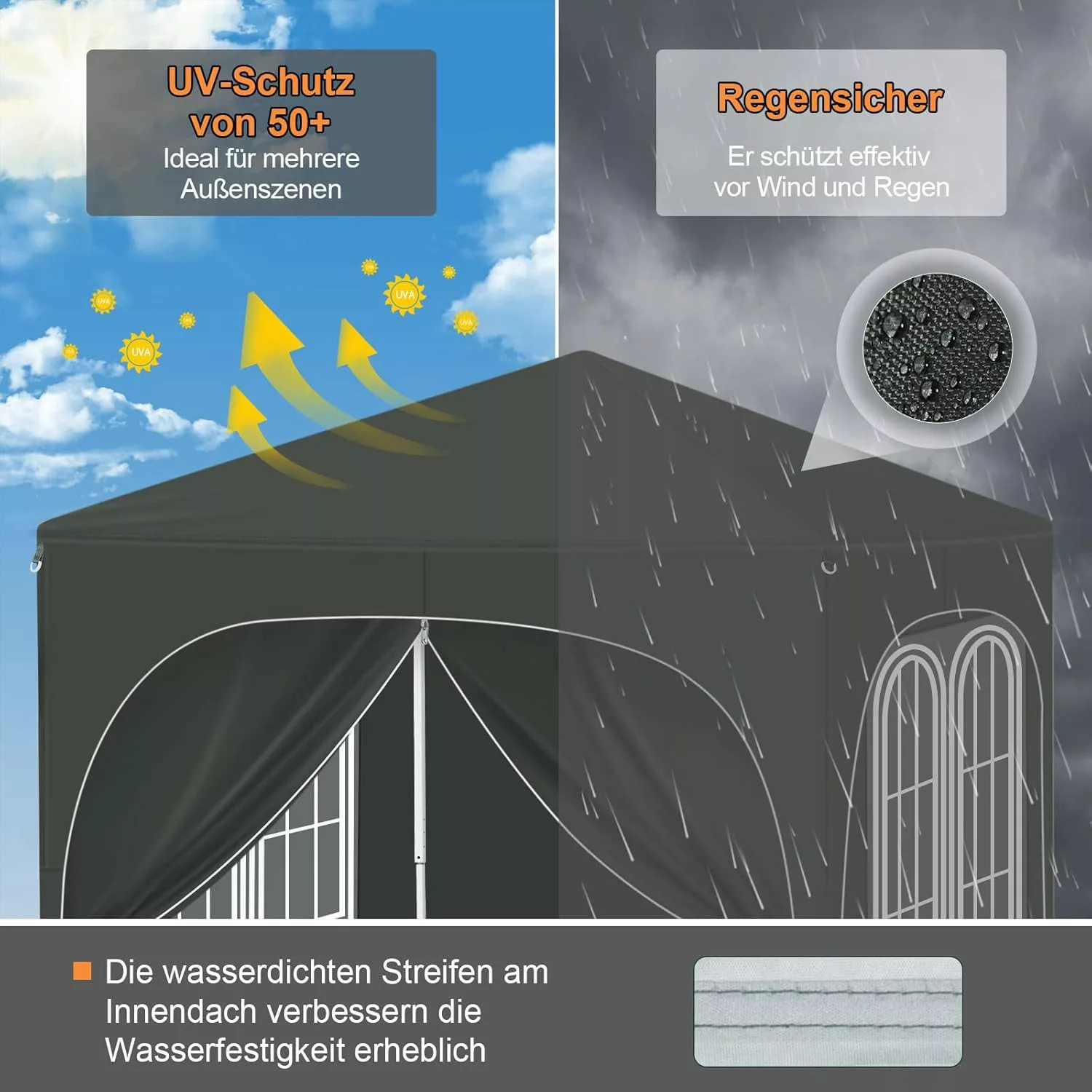 Woltu Pavillon, mit 4 Seitenteilen, 2x2 günstig online kaufen