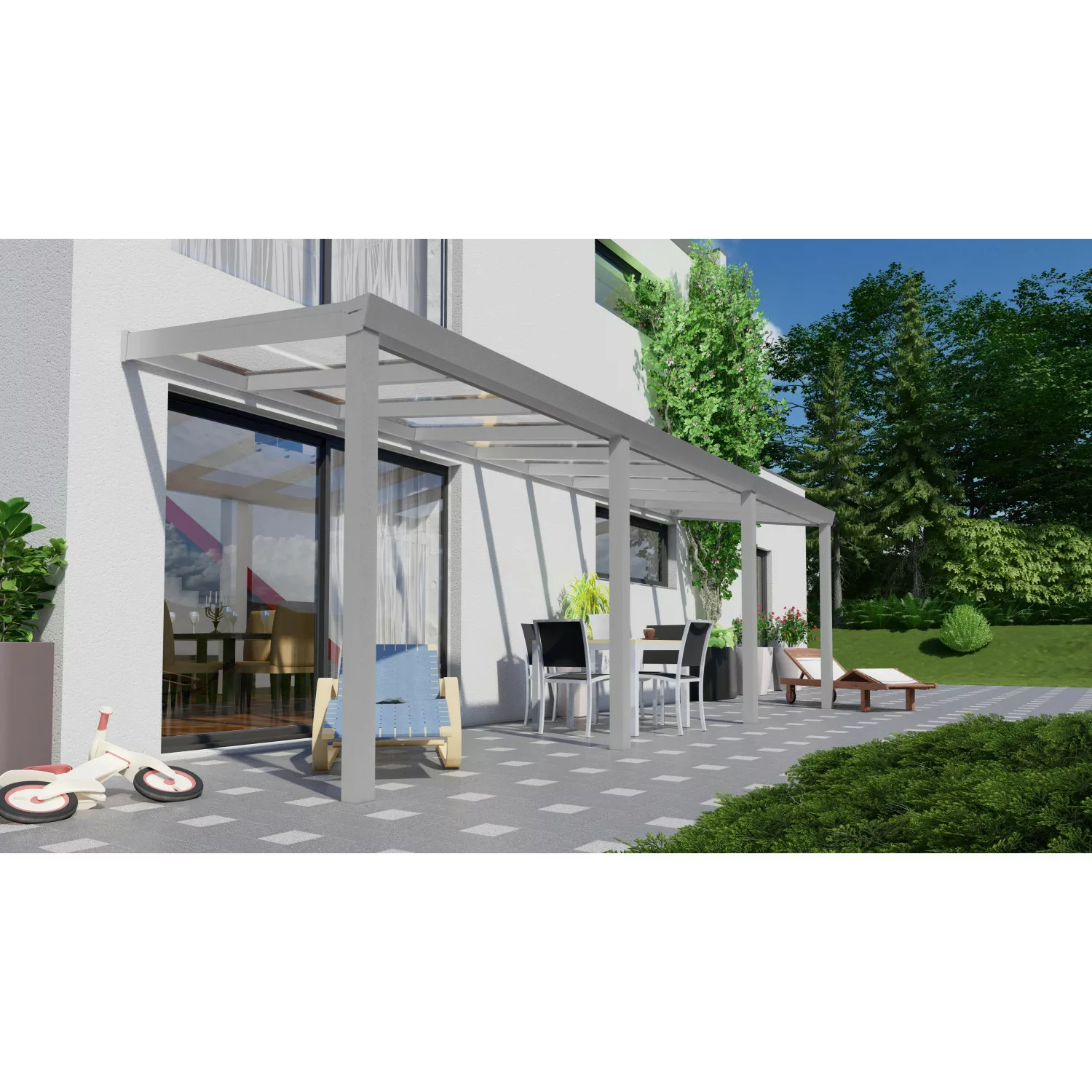 Terrassenüberdachung Professional 700 cm x 250 cm Grau Struktur Glas günstig online kaufen