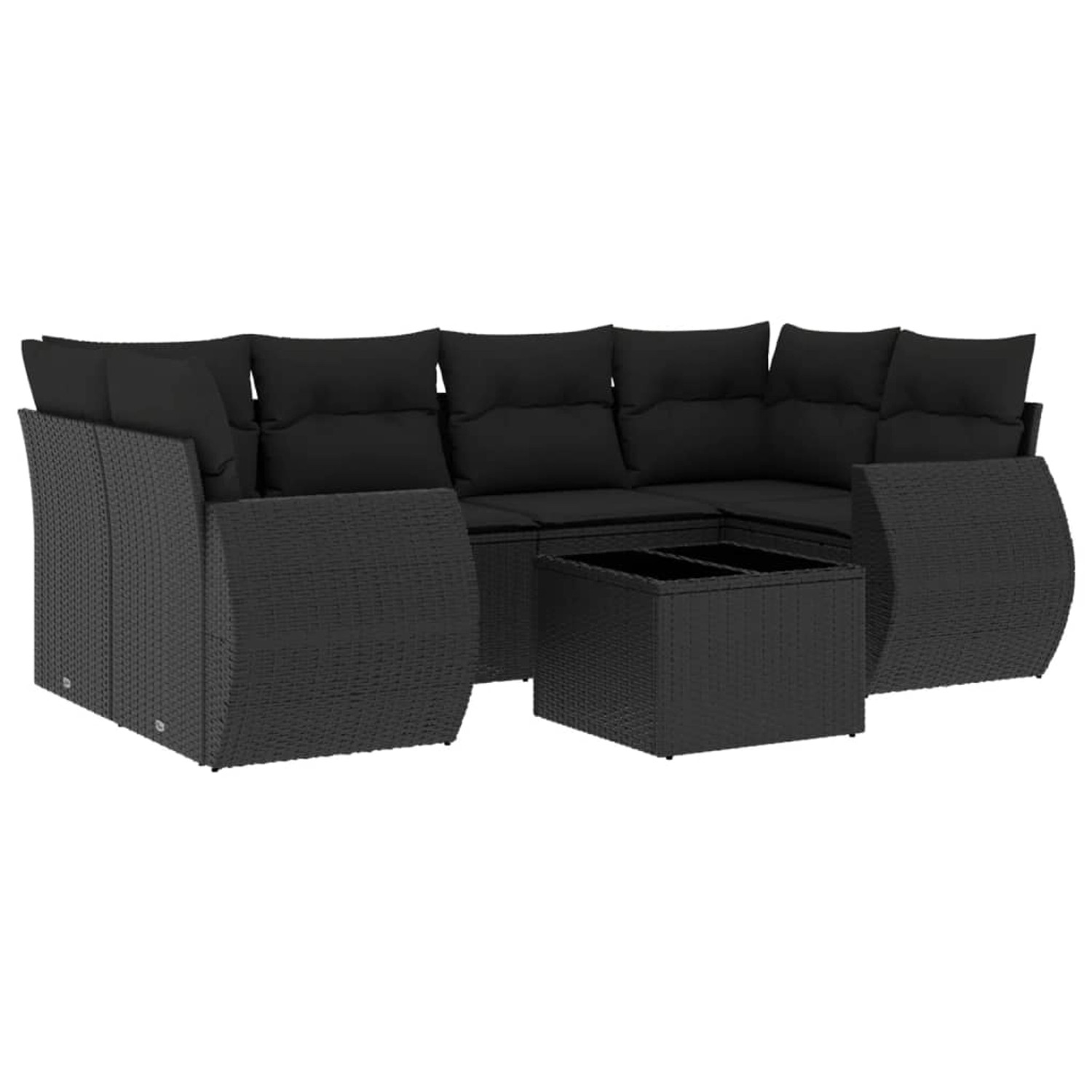 vidaXL 7-Tlg Garten-Sofagarnitur mit Kissen Schwarz Poly Rattan 3221114 günstig online kaufen