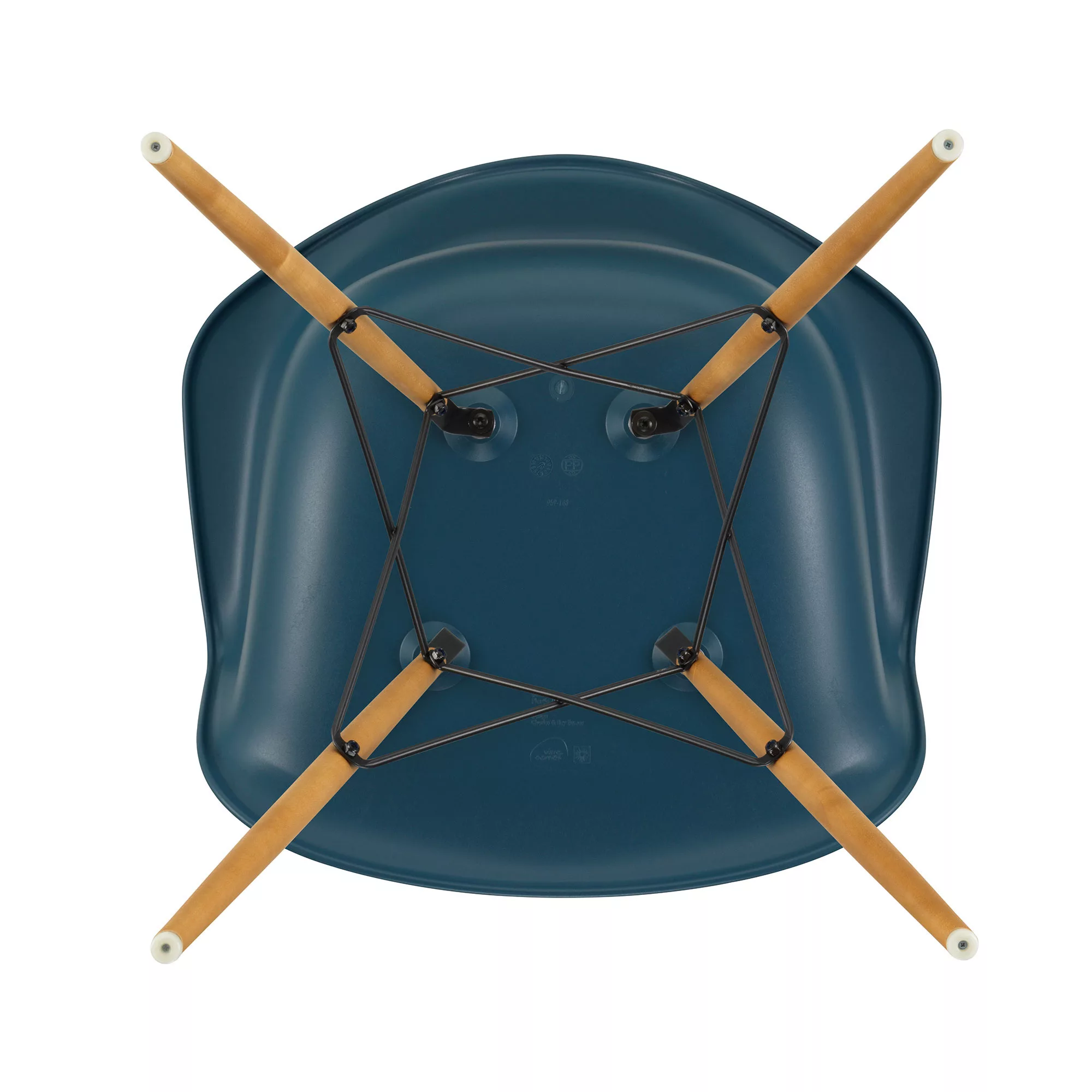 Vitra - Eames Plastic Armchair DAW Gestell Ahorn gelblich - meerblau/Sitzsc günstig online kaufen