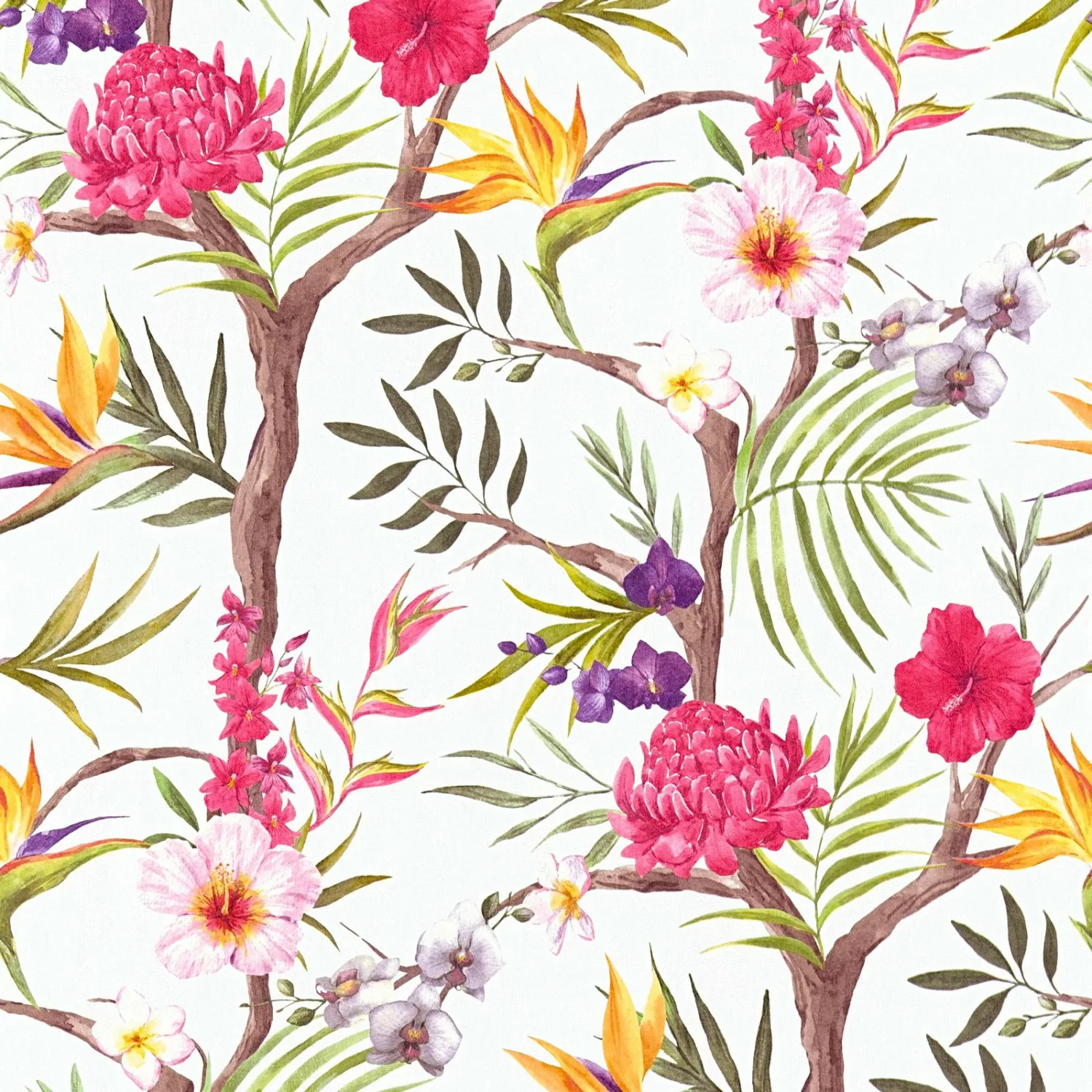 Bricoflor Tropische Tapete Bunt Tropical Vliestapete mit Blumen und Farn De günstig online kaufen